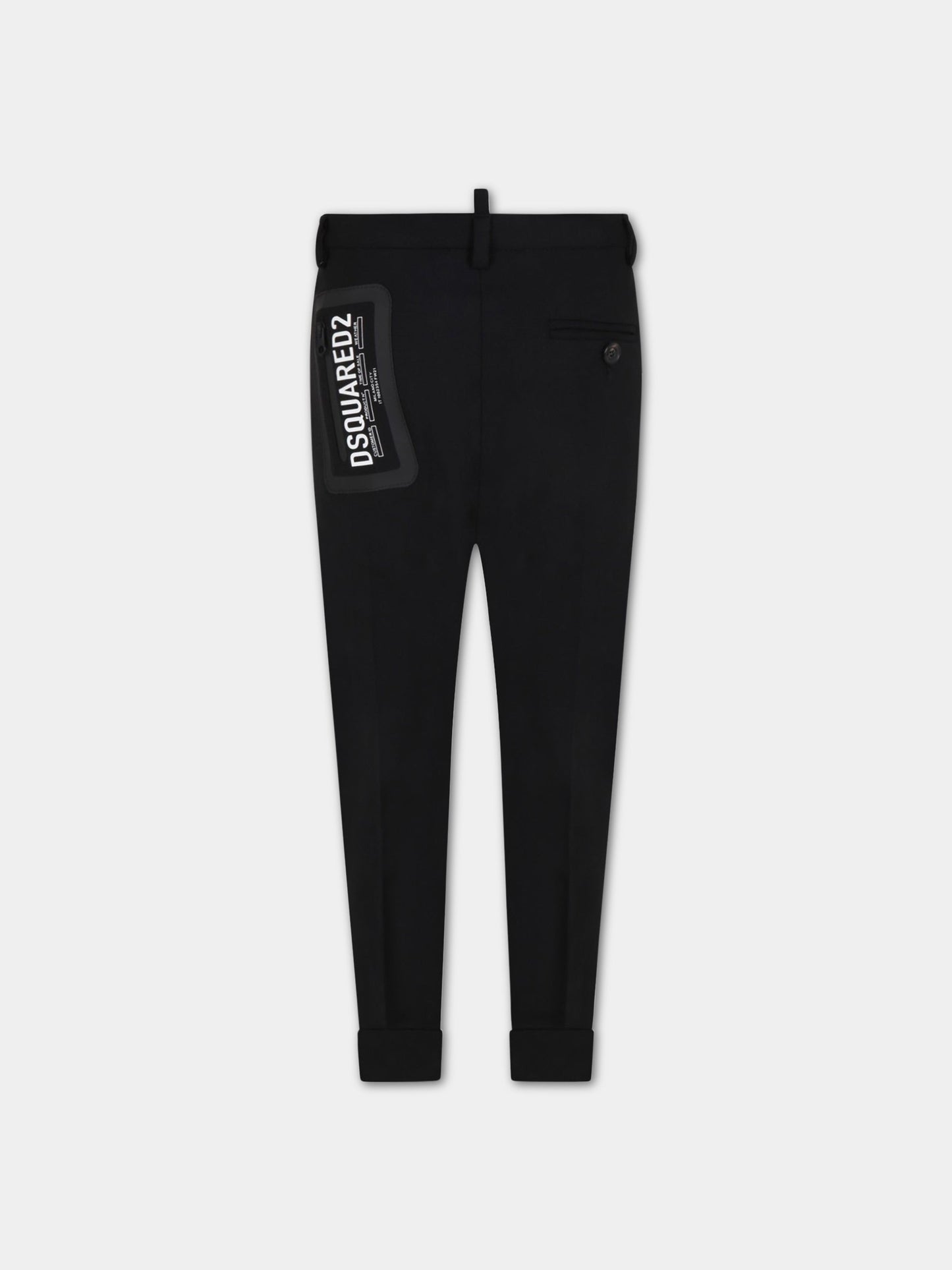 Pantalone bambino nero con logo,Dsquared2,DQ0415-D000T DQ900