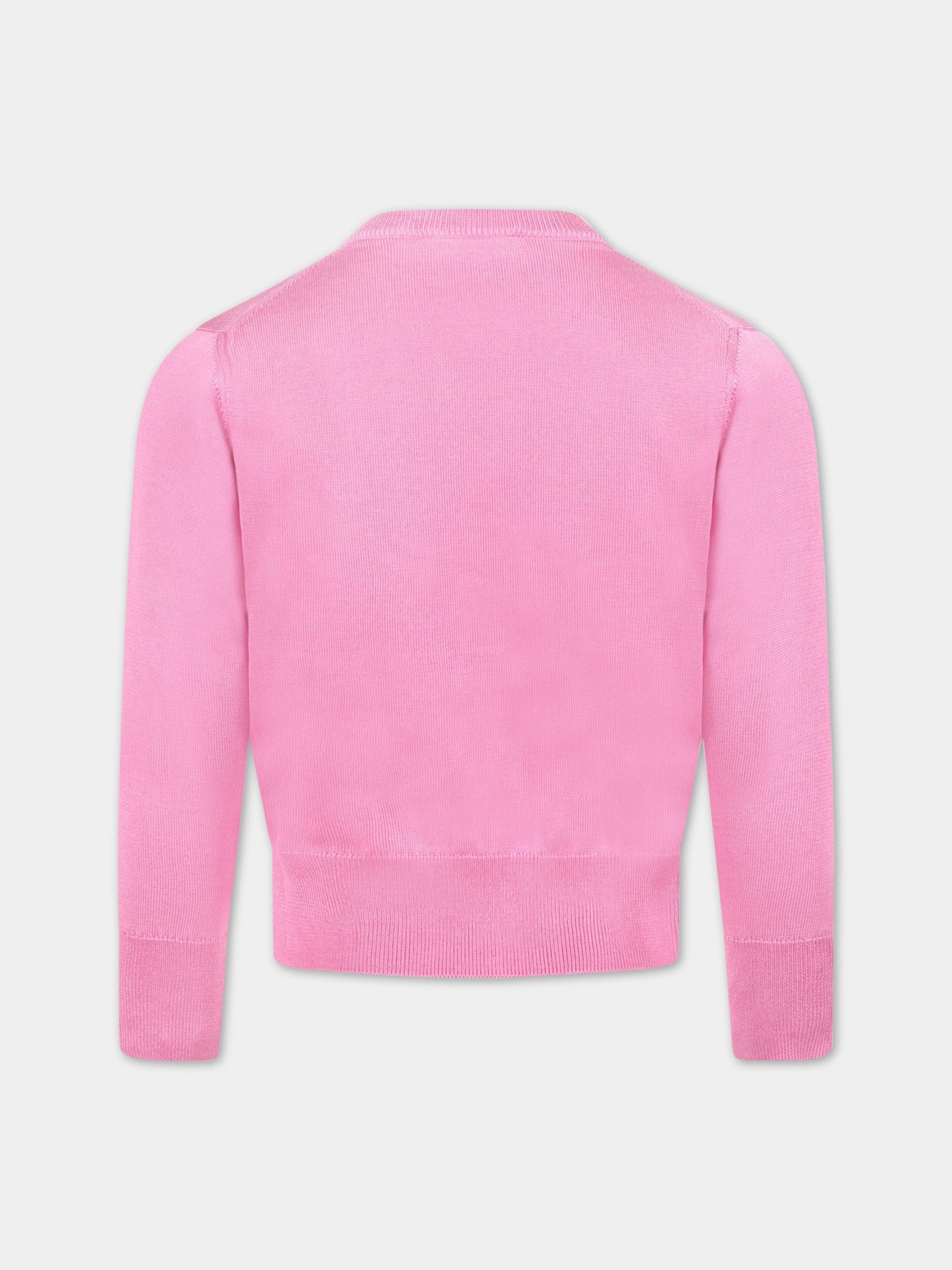 Cardigan rosa per bambina con logo,Dolce & Gabbana Kids,L5KWF9 JASR3 F0663