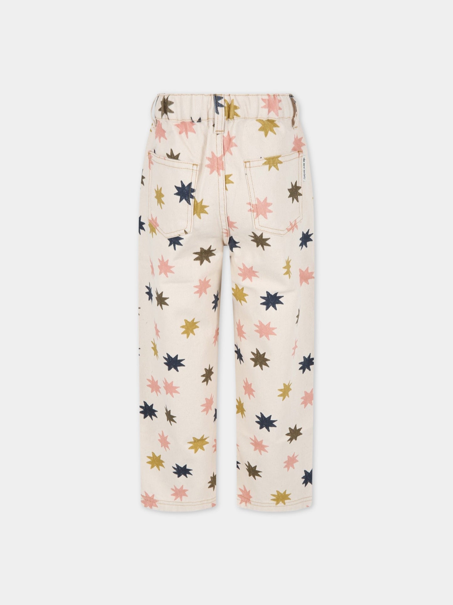 Jeans Marina beige per bambina con stelle colorate,The New Society,W22-K/DN 04-MARINA