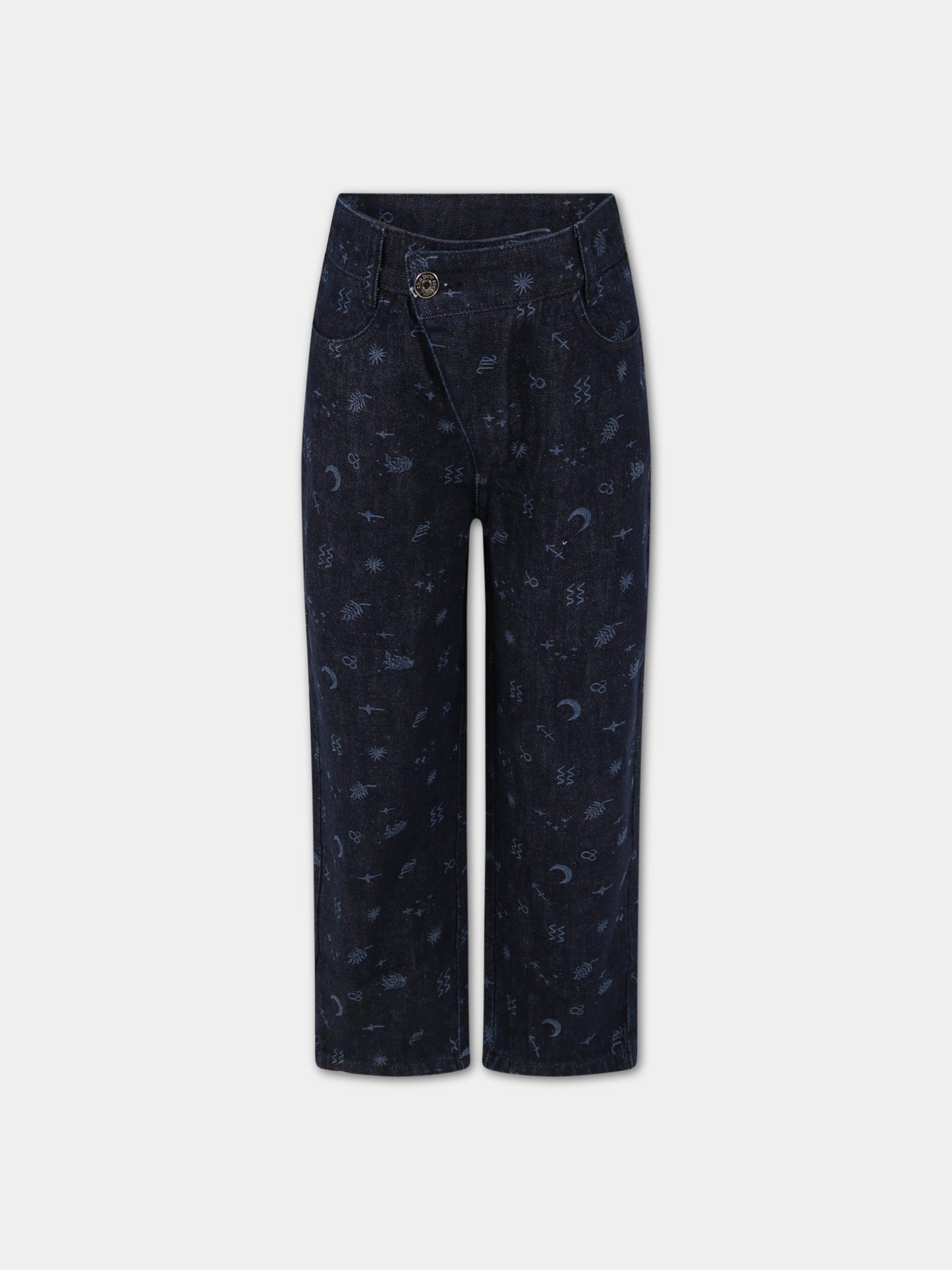 Jeans Cosmos blu per bambina con simboli dello zodiaco,The New Society,W22-K/DN 03-COSMOS