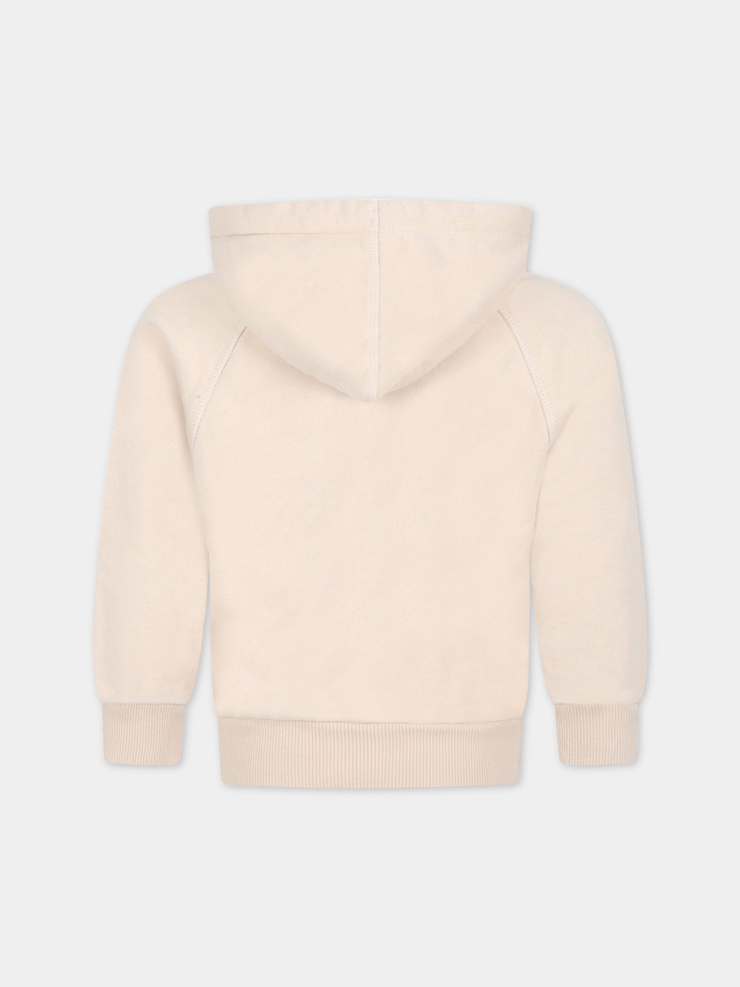 Felpa beige per bambini con orso e scritta rossa,Wander & Wonder,E12215 ECRU BEAR