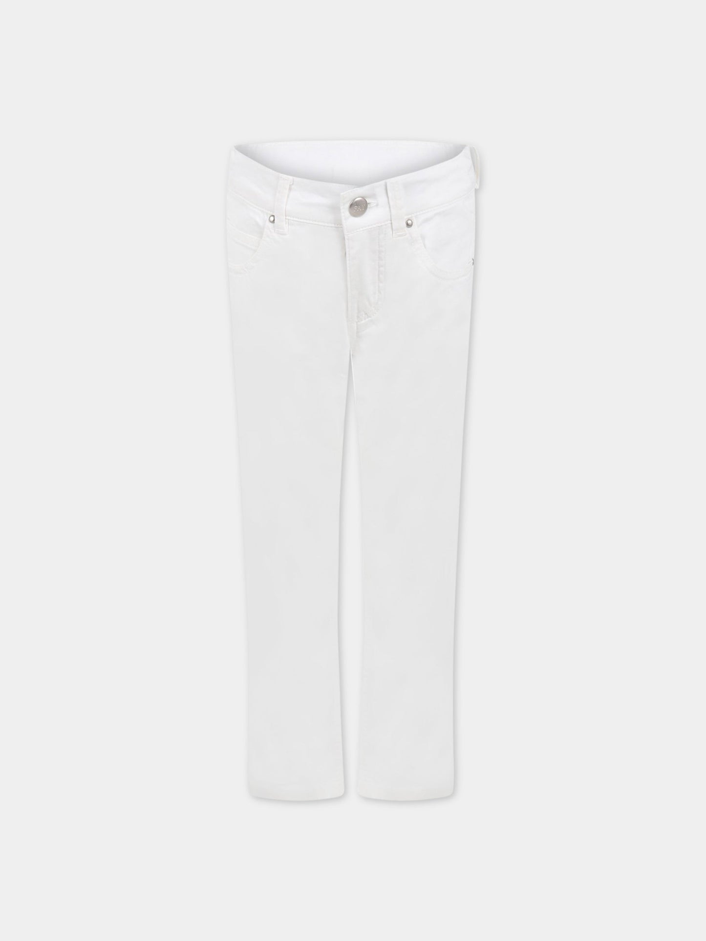 Pantaloni bianchi per bambino con patch logato,Fay Kids,5Q6110 Z0581 100