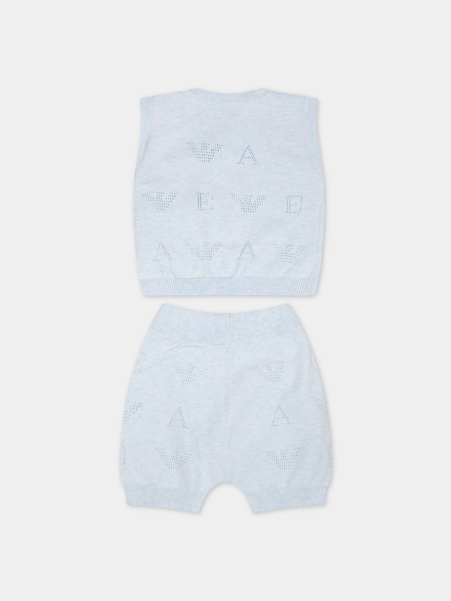 Completo celeste per neonato con logo e iconico aquilotto,Armani Junior,3RNV50 NM04Z 0736