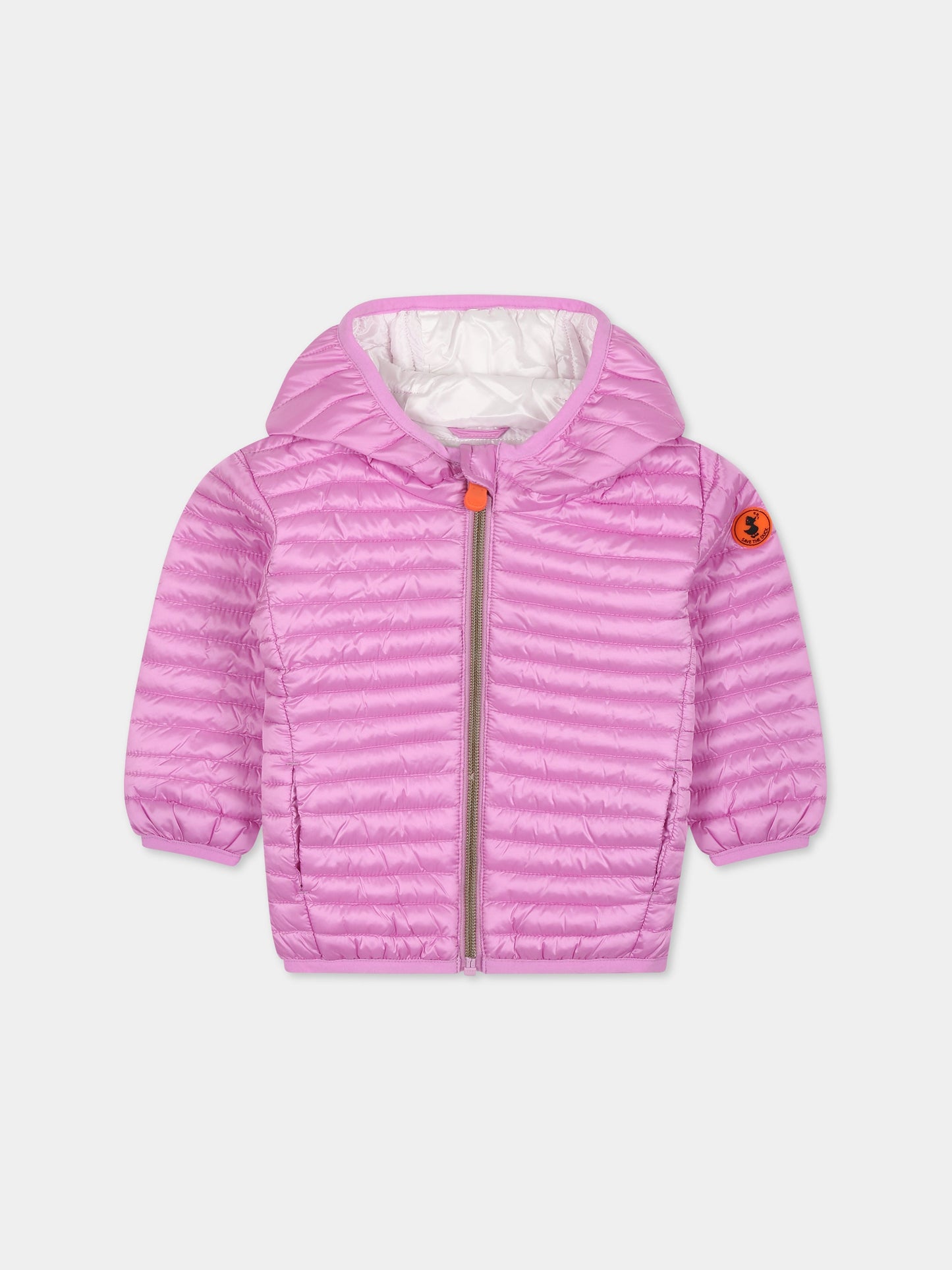 Pink down-jacket Lucy for baby girl with logo,Save The Duck Kids,I30005G IRIS16 80029