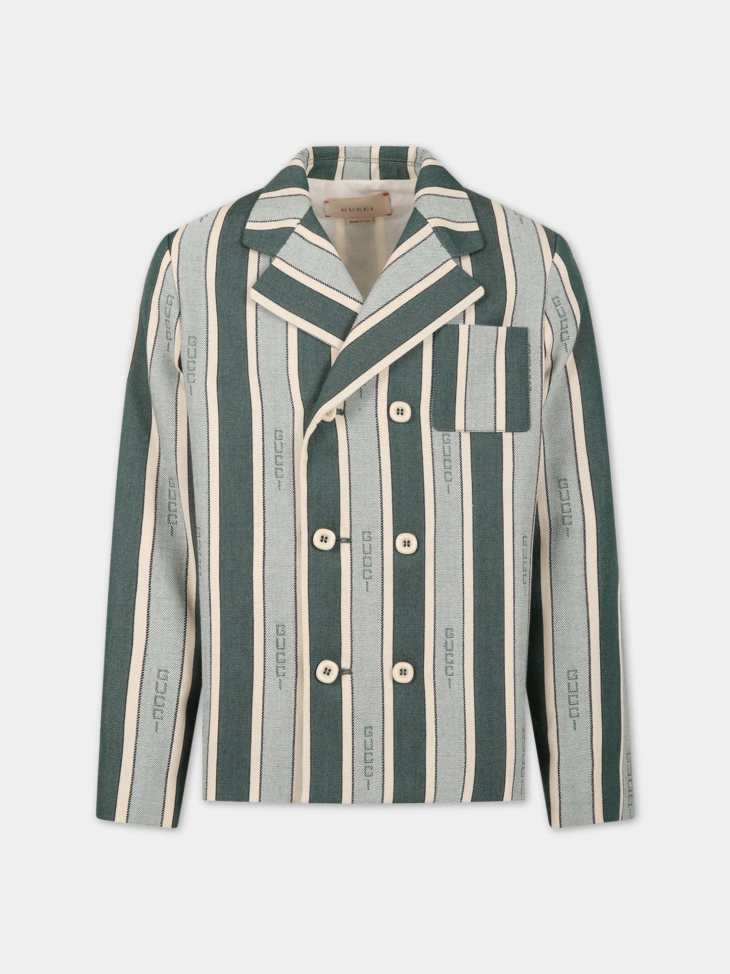 Giacca verde e avorio per bambino con scritta Gucci ,Gucci Kids,721967 XWAVP 3616