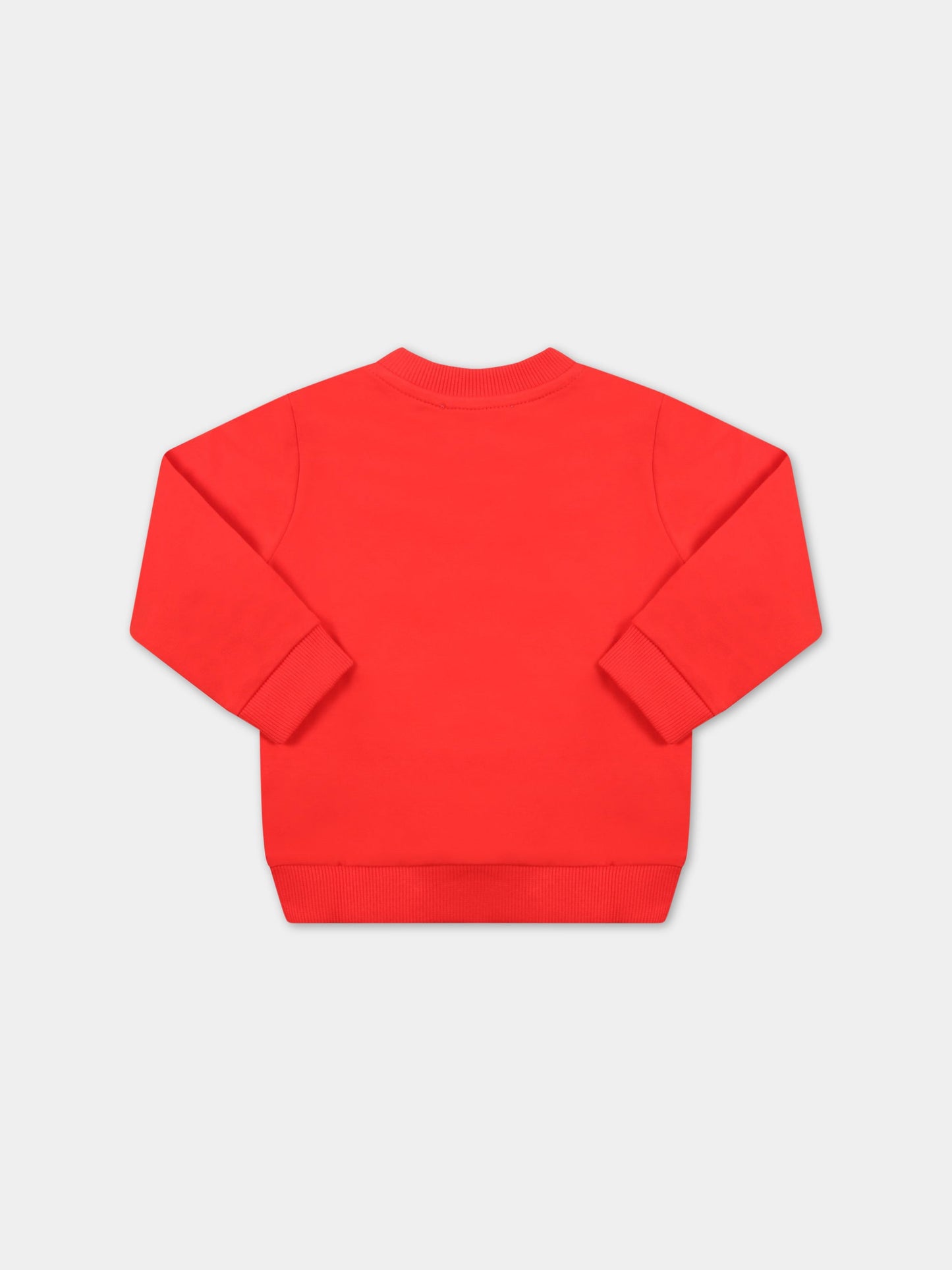 Felpa rossa per neonati con Teddy Bear e logo nero,Moschino Kids,M9F03E LDA00 50109