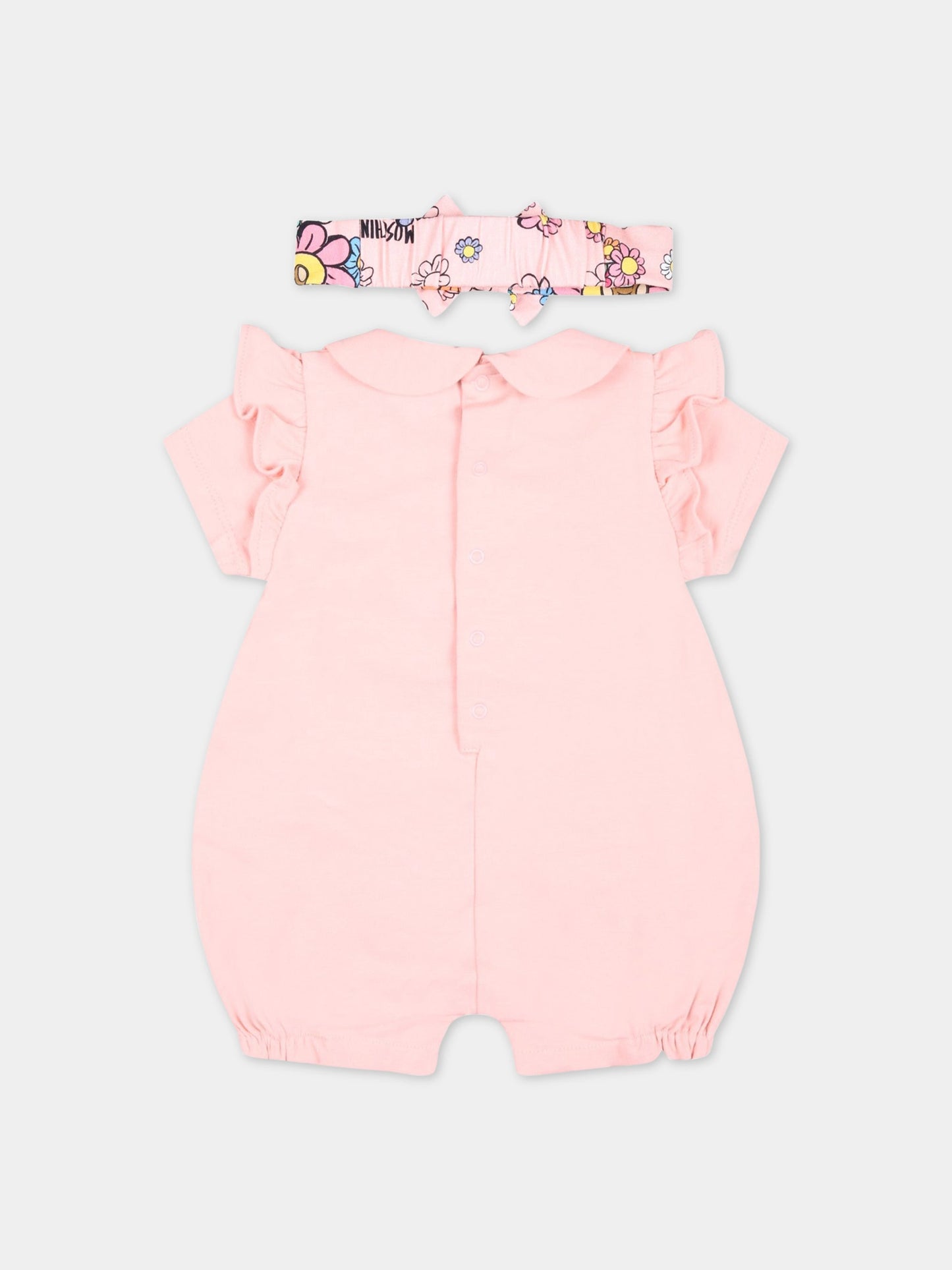 Set rosa per neonata con Teddy Bear e fiore,Moschino Kids,MDY00Y LBA08 50209