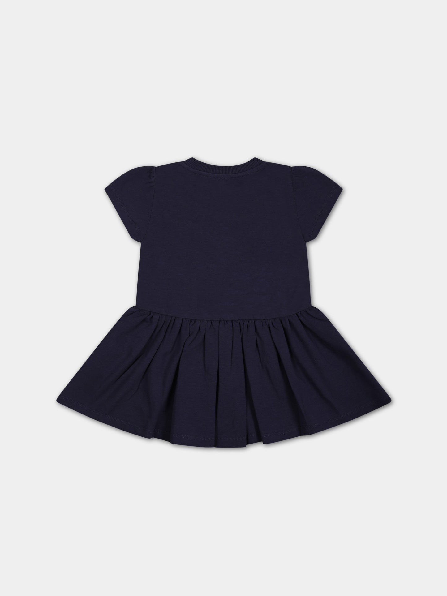 Vestito blu per neonata con Teddy Bear e logo,Moschino Kids,MDV0AD LBA00 40016