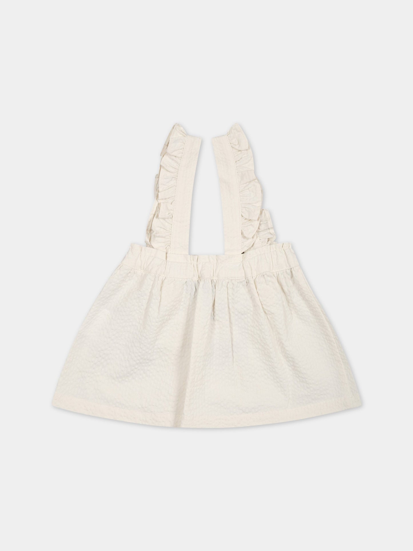 Gonna-salopette avorio per neonata con Teddy Bear,Moschino Kids,MDJ01B LZA15 10063