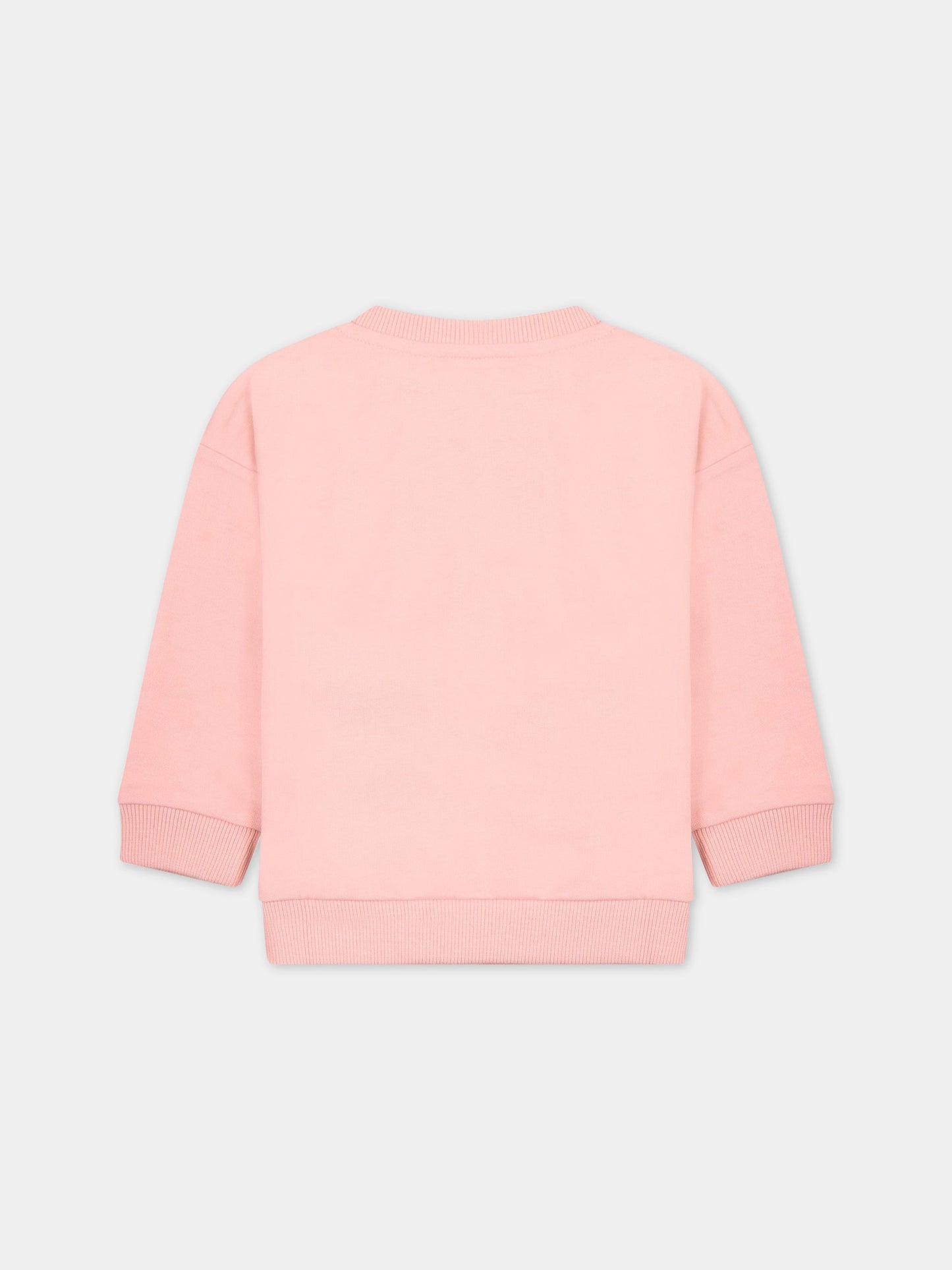 Felpa rosa per neonata con Teddy Bear e logo,Moschino Kids,MUF04S LCA19 50209