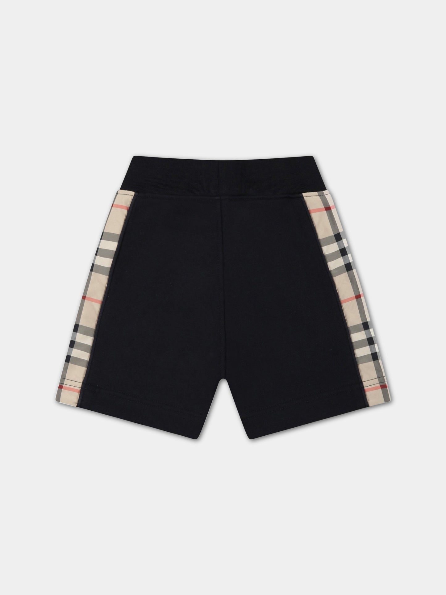 Shorts neri per neonato con check vintage,Burberry Kids,8061447