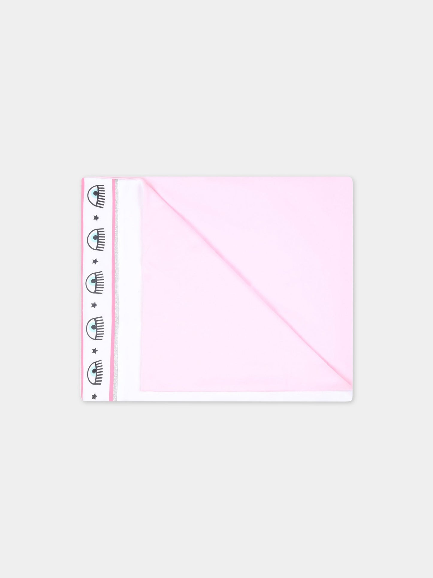 Coperta bianca per neonata con stelle e occhiolini,Chiara Ferragni Collection,55A002 1001 9990