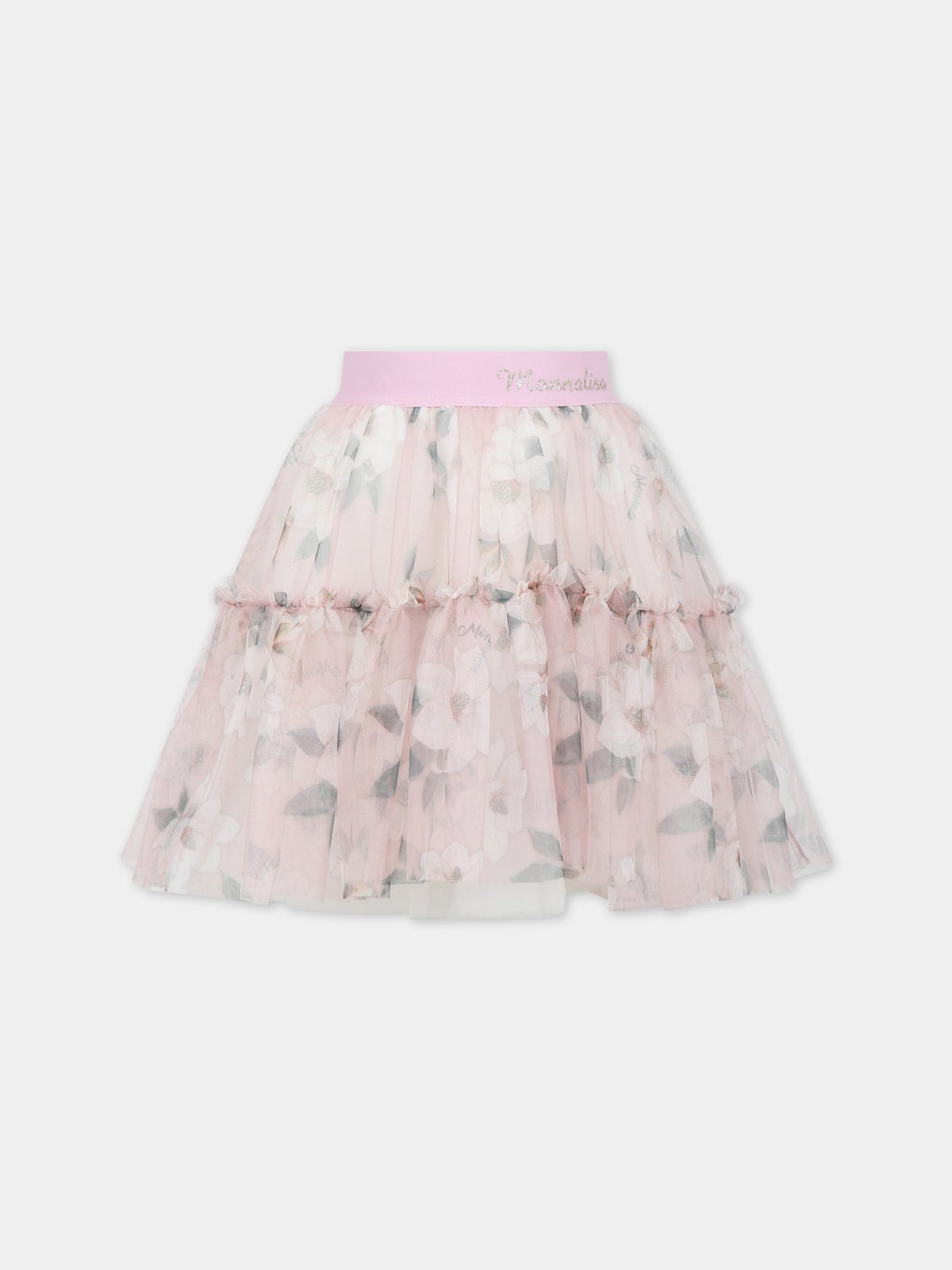 Gonna multicolor per neonata con fiori,Monnalisa,71A701 1651 0066