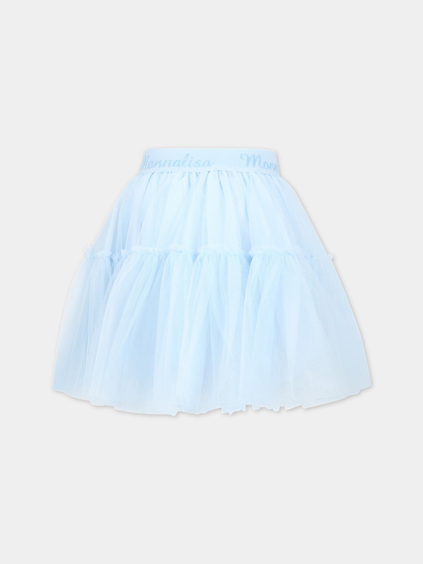 Gonna celeste per bambina con logo,Monnalisa,17AGON T9945 0058