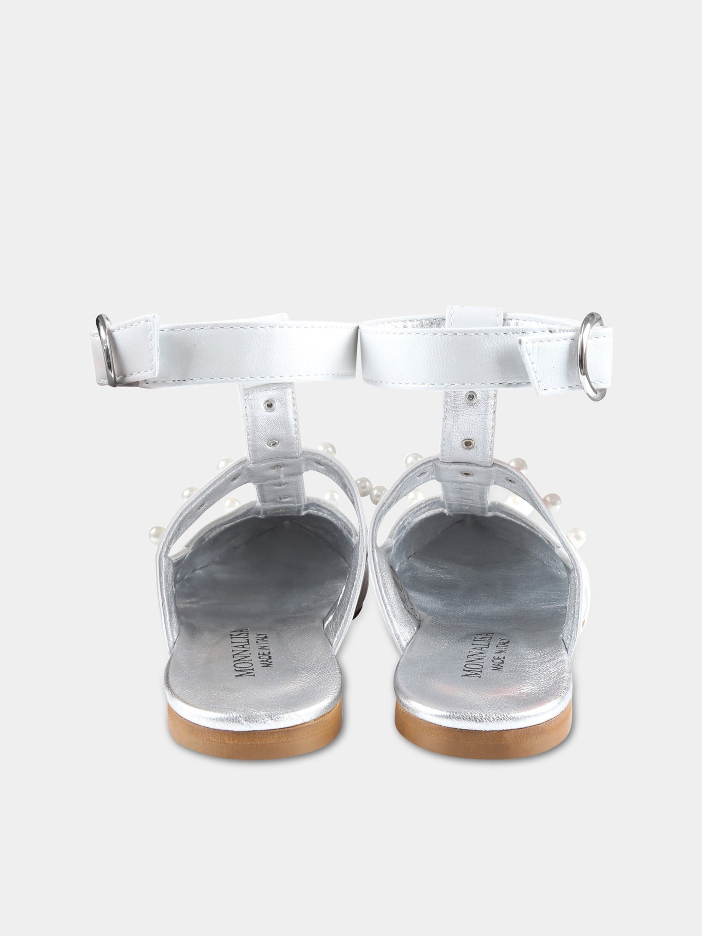 Ballerine bianche per bambina con perle,Monnalisa,87A004 1702 0001