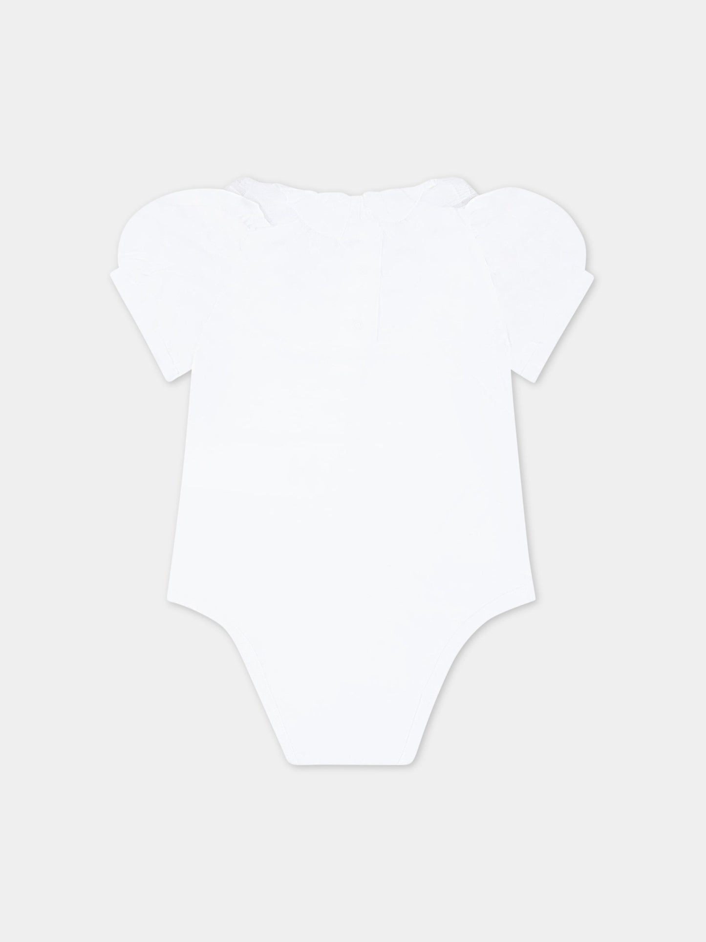 Body bianco per neonata con logo,Monnalisa,37A300 1206 0099
