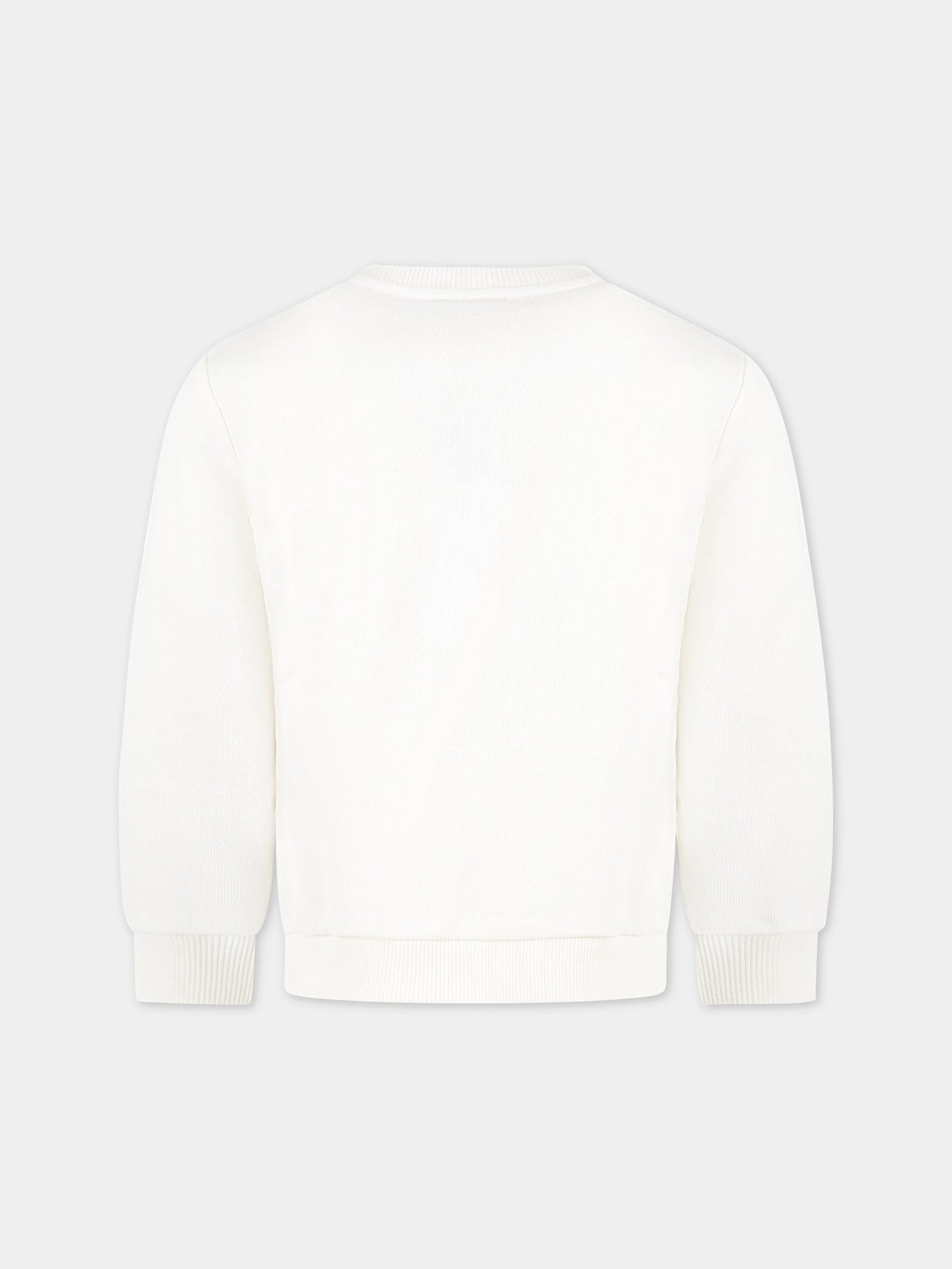 Felpa bianca per bambina con logo dorato,Balmain Kids,BS4A00 Z0001 102