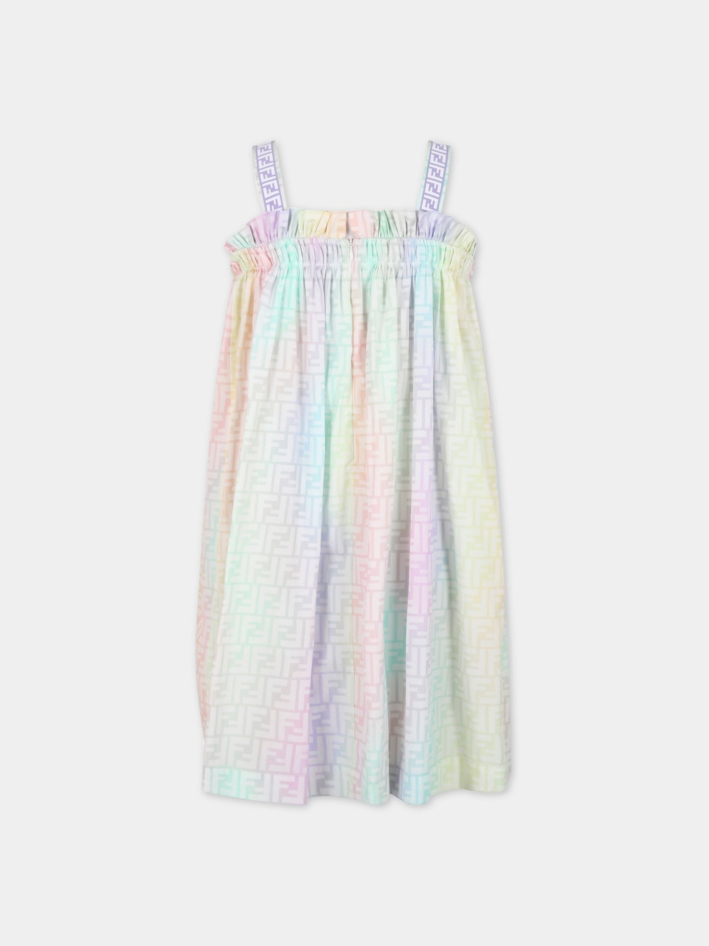 Vestito multicolor per bambina con FF,Fendi Kids,JFB539 ALOE F1JDD