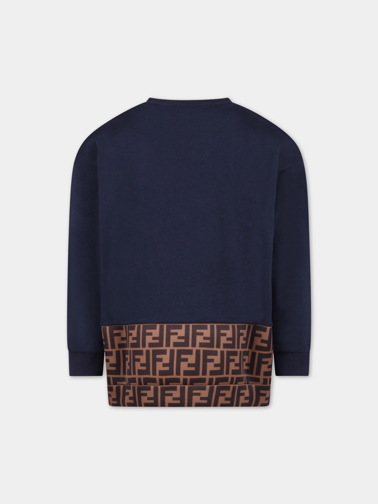 Felpa nera per bambino con logo,Fendi Kids,JMH169 5V0 F0QB0