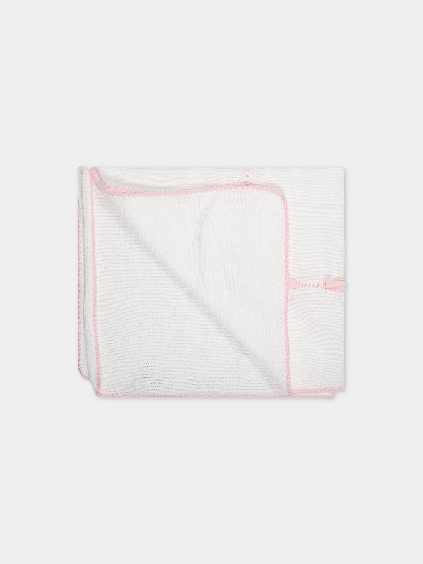 Coperta rosa per neonata con fiocco rosa,Little Bear,6000 BIANCO/ROSA