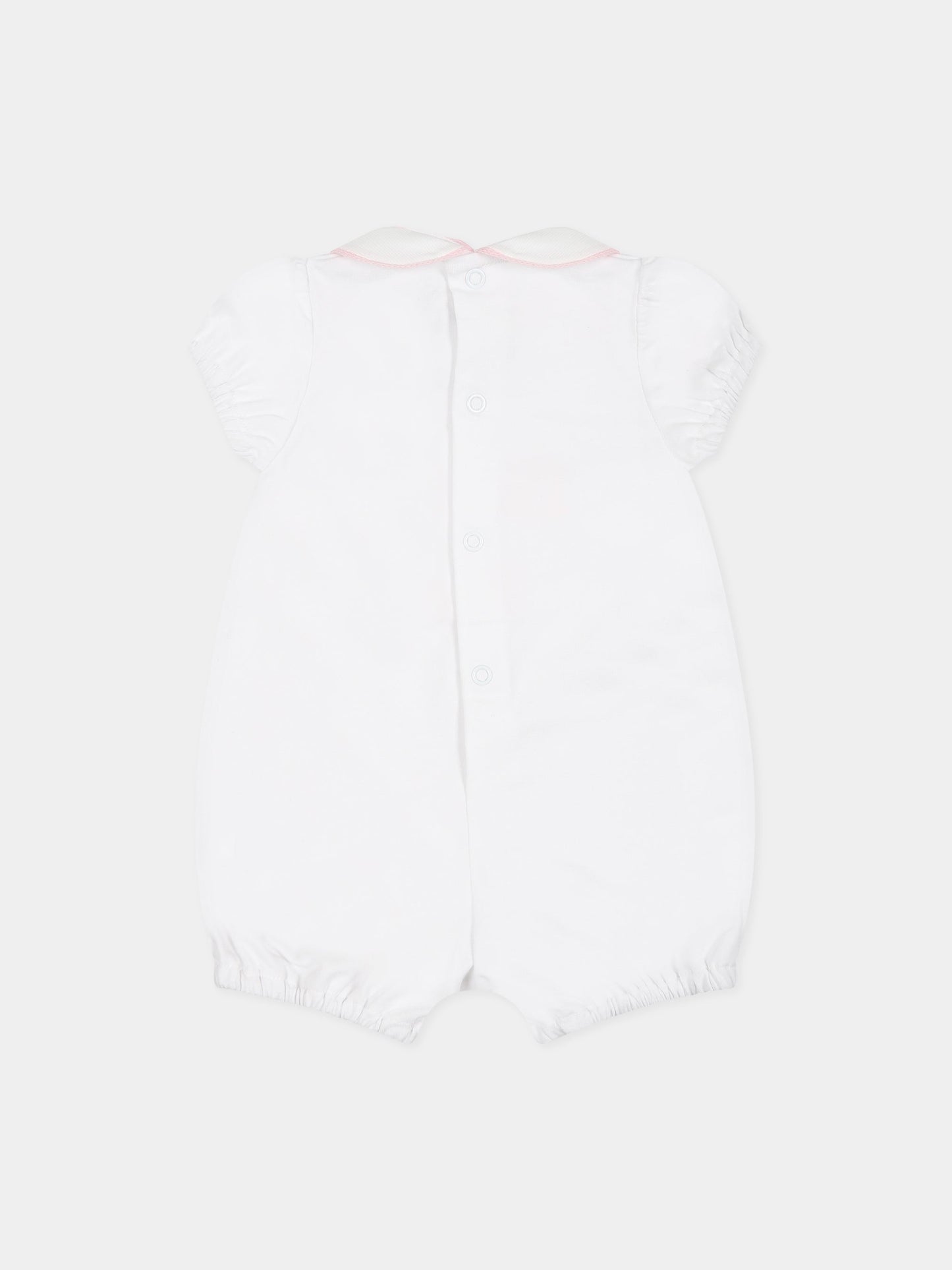 Pagliaccetto bianco per neonata con scritta Little Sis ,Little Bear,6050 BIANCO/ROSA