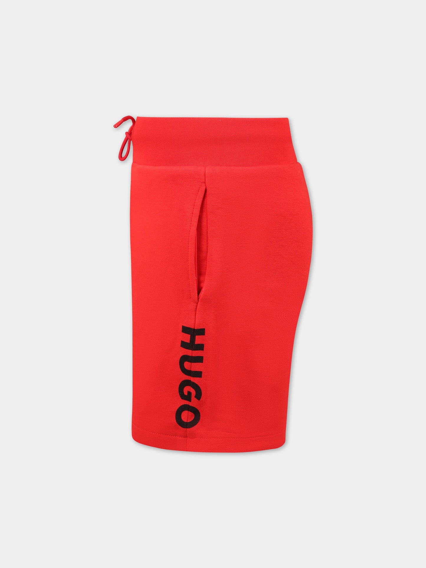 Shorts rosso per bambino con logo,Hugo,G24101 990