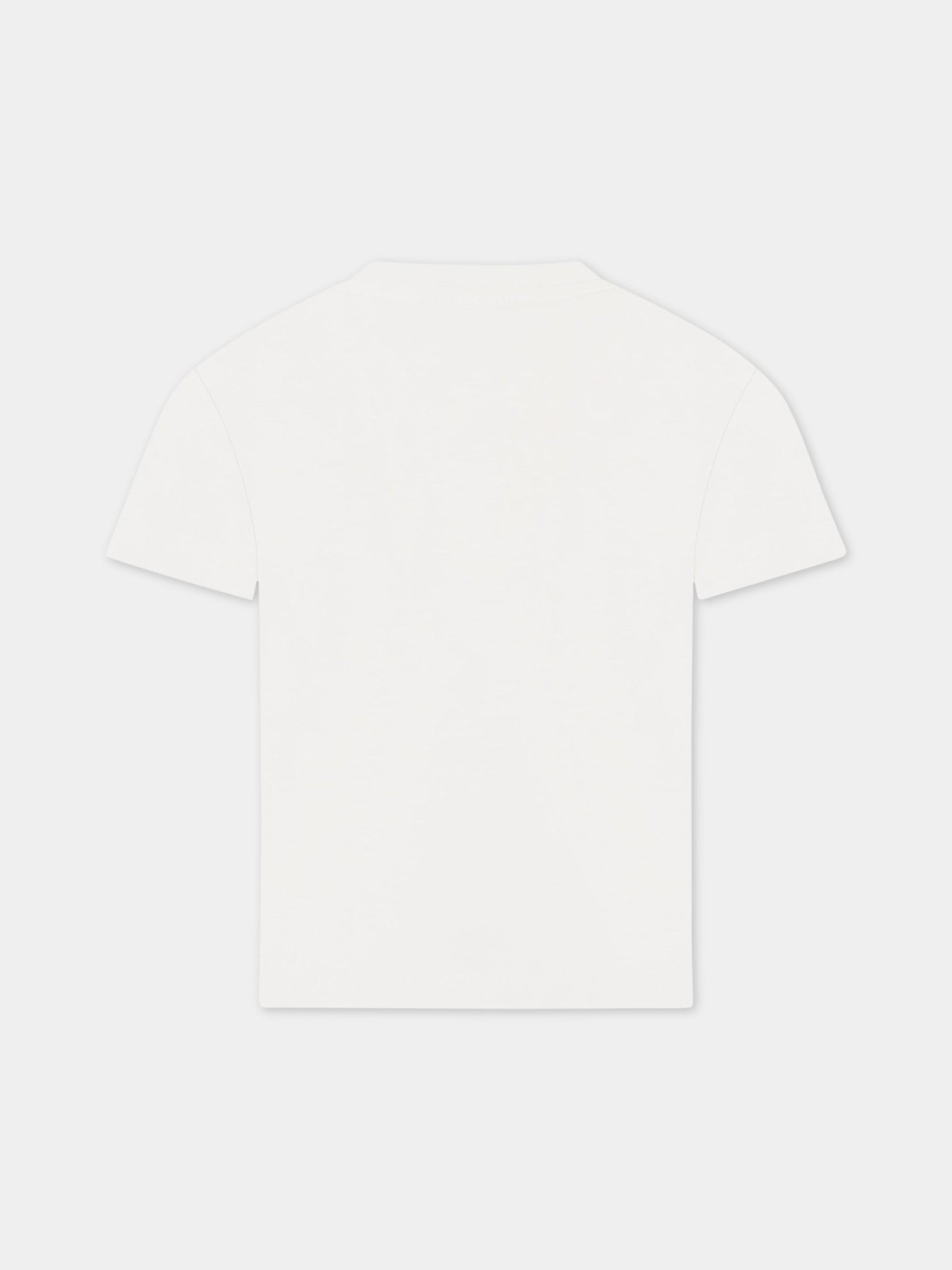 T-shirt bianco per bambino con stampa,Le Petit Coco,LMTS034 JE138 0005