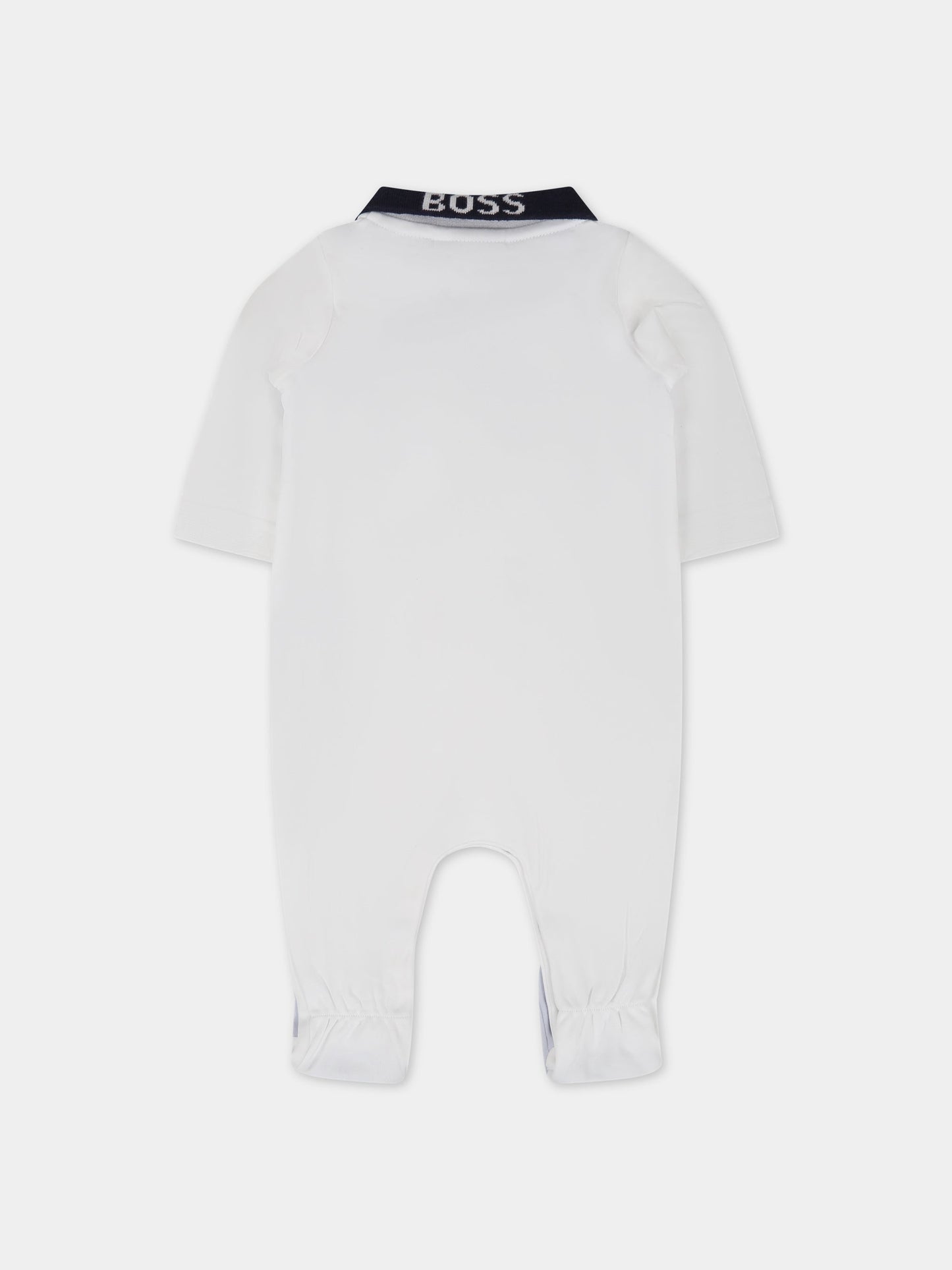 Pagliaccetto bianco per neonato con logo,Boss,J97203 10P