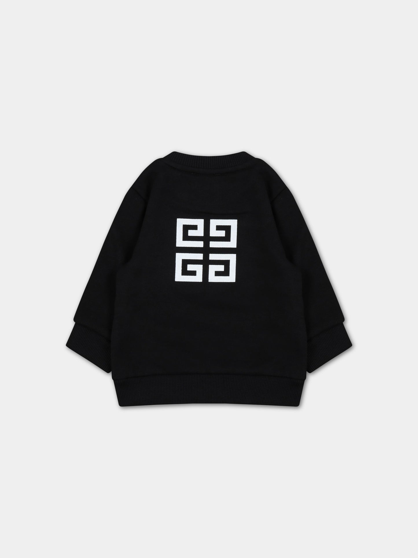 Felpa nera per neonato con logo bianco,Givenchy Kids,H05253 09B