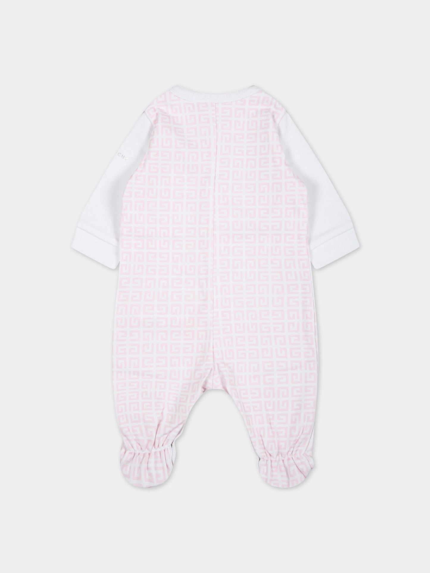 Tutina bianca per neonata con logo rosa,Givenchy Kids,H97086 44Z