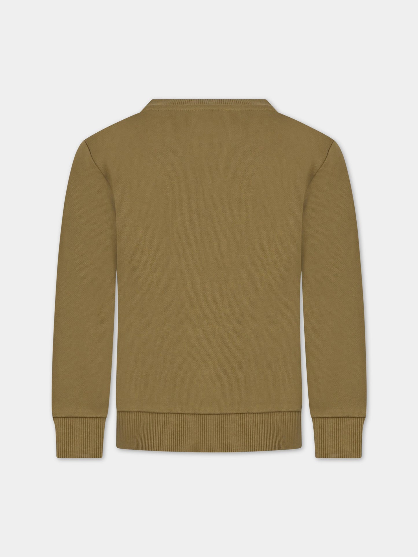 Felpa verde per bambino con iconica tigre e logo,Kenzo Kids,K25795 626