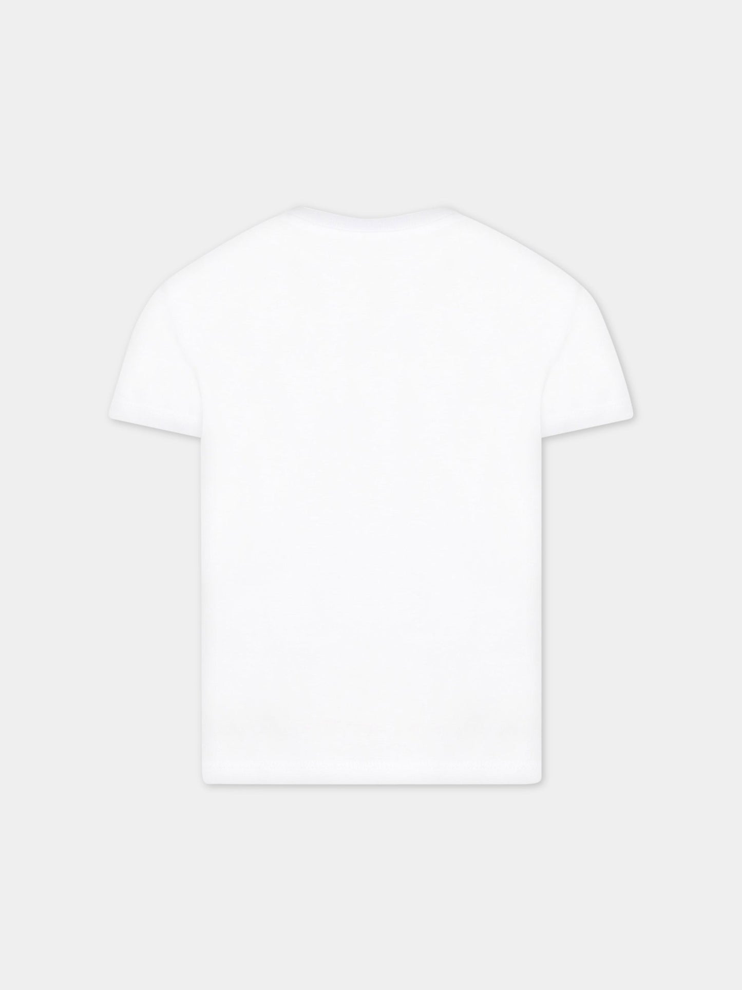 T-shirt bianca per bambino con patch logo,Kenzo Kids,K25776 10P