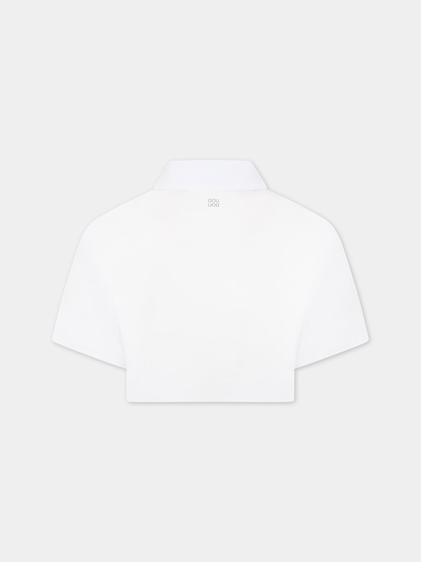 Camicia bianca per bambina con logo nero,Douuod Kids,DS5A01 Z1219 100