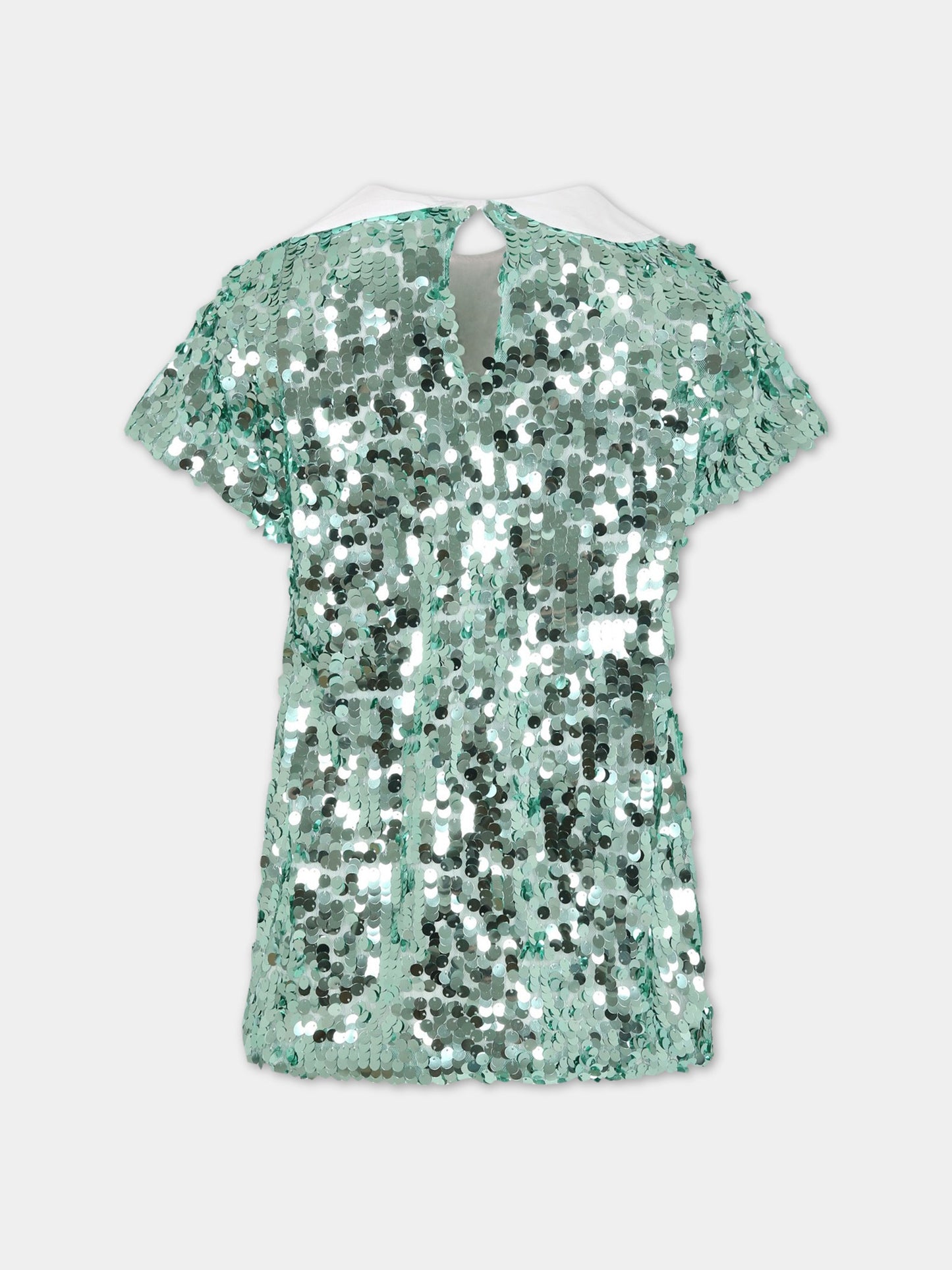 Vestito verde per bambina con paillettes,Douuod Kids,DS1B01 U0078 708