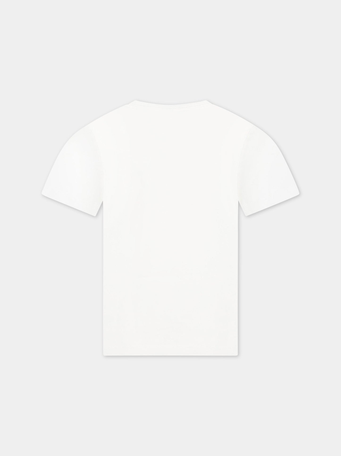 T-shirt bianca per bambina con stivali e logo,Stella Mccartney Kids,TS8D31 Z0434 101