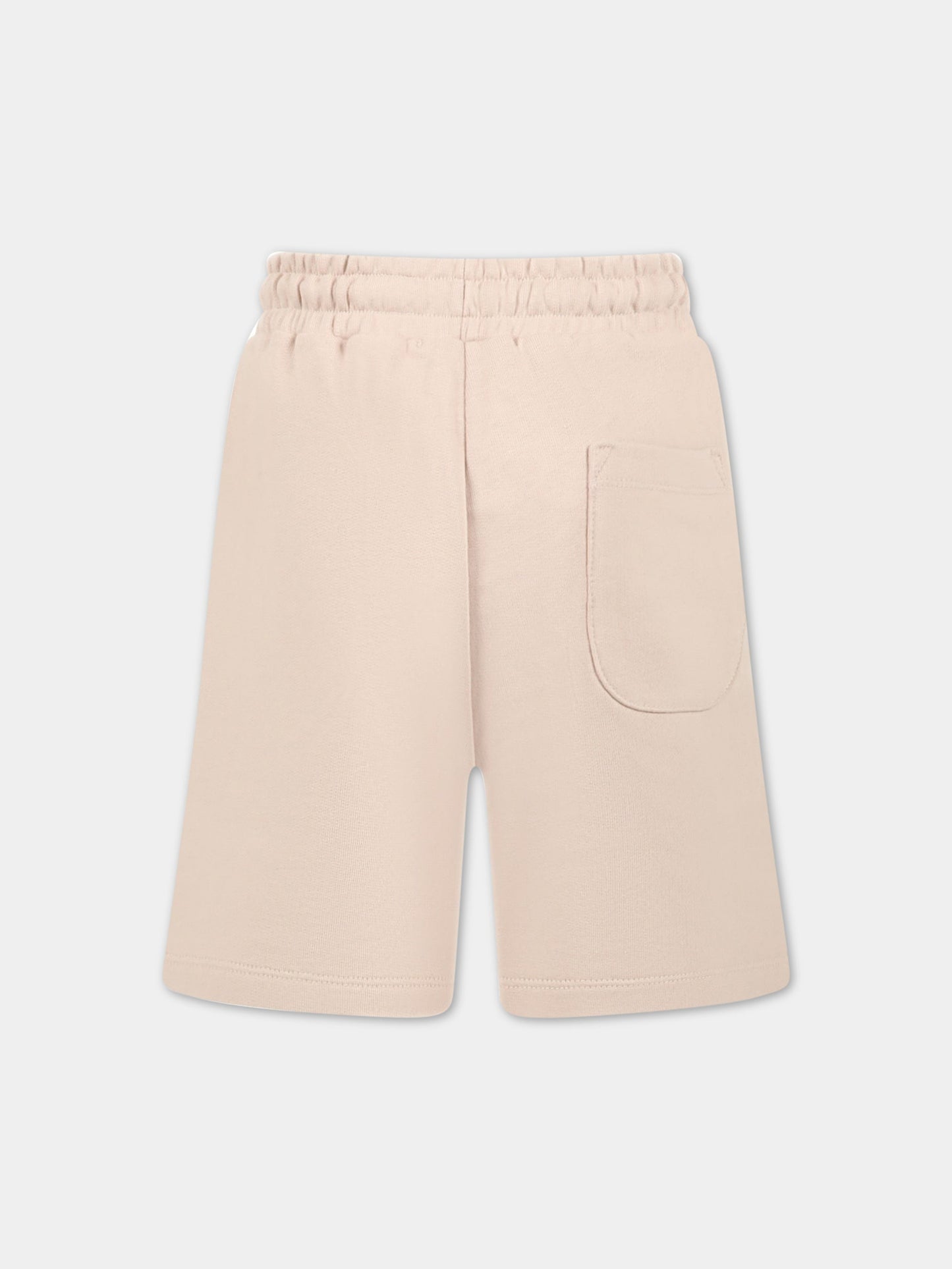 Shorts beige per bambino con logo bianco,Msgm Kids,MS029331 015