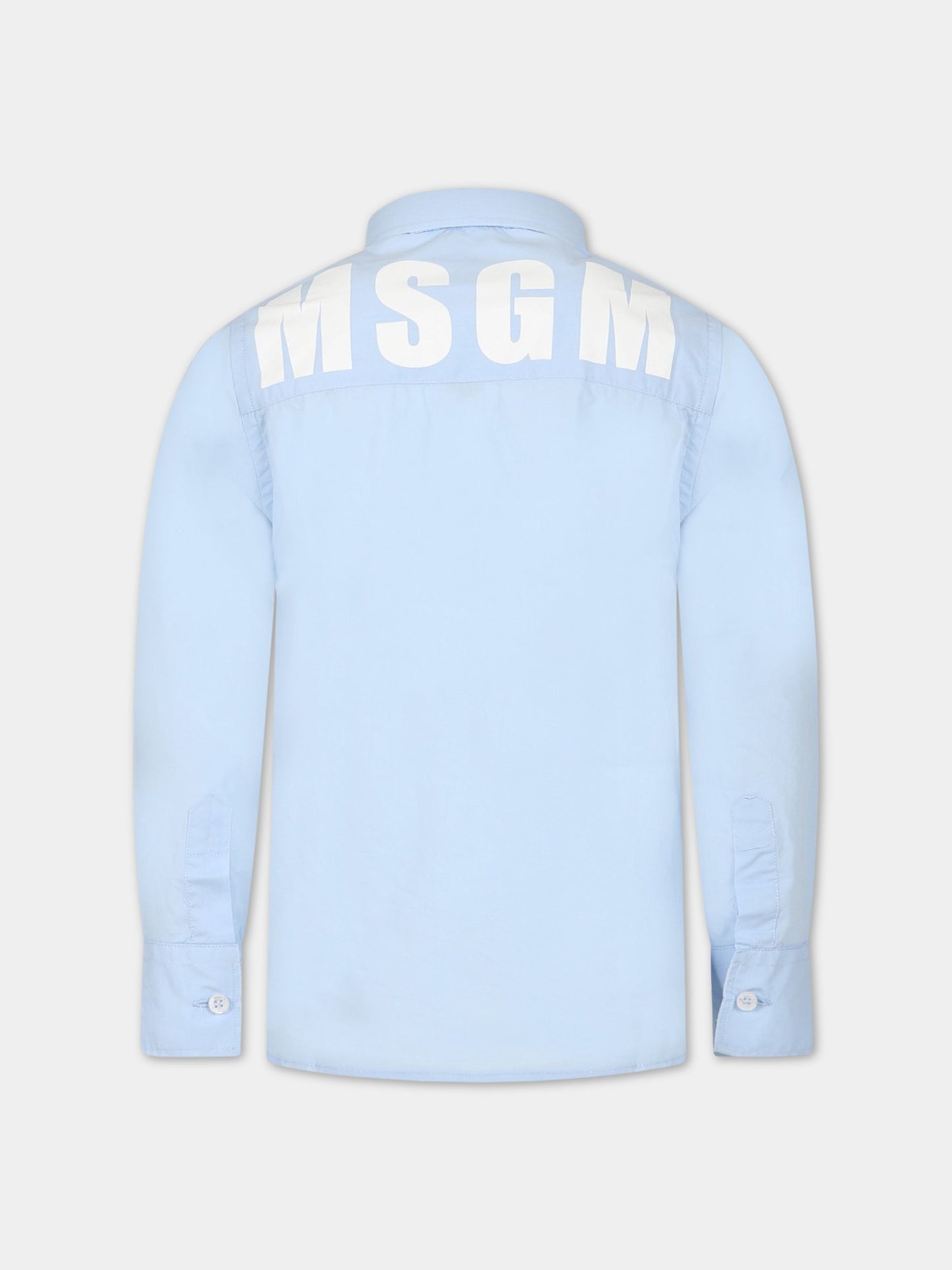 Camicia celeste per bambino con logo,Msgm Kids,MS029557 050