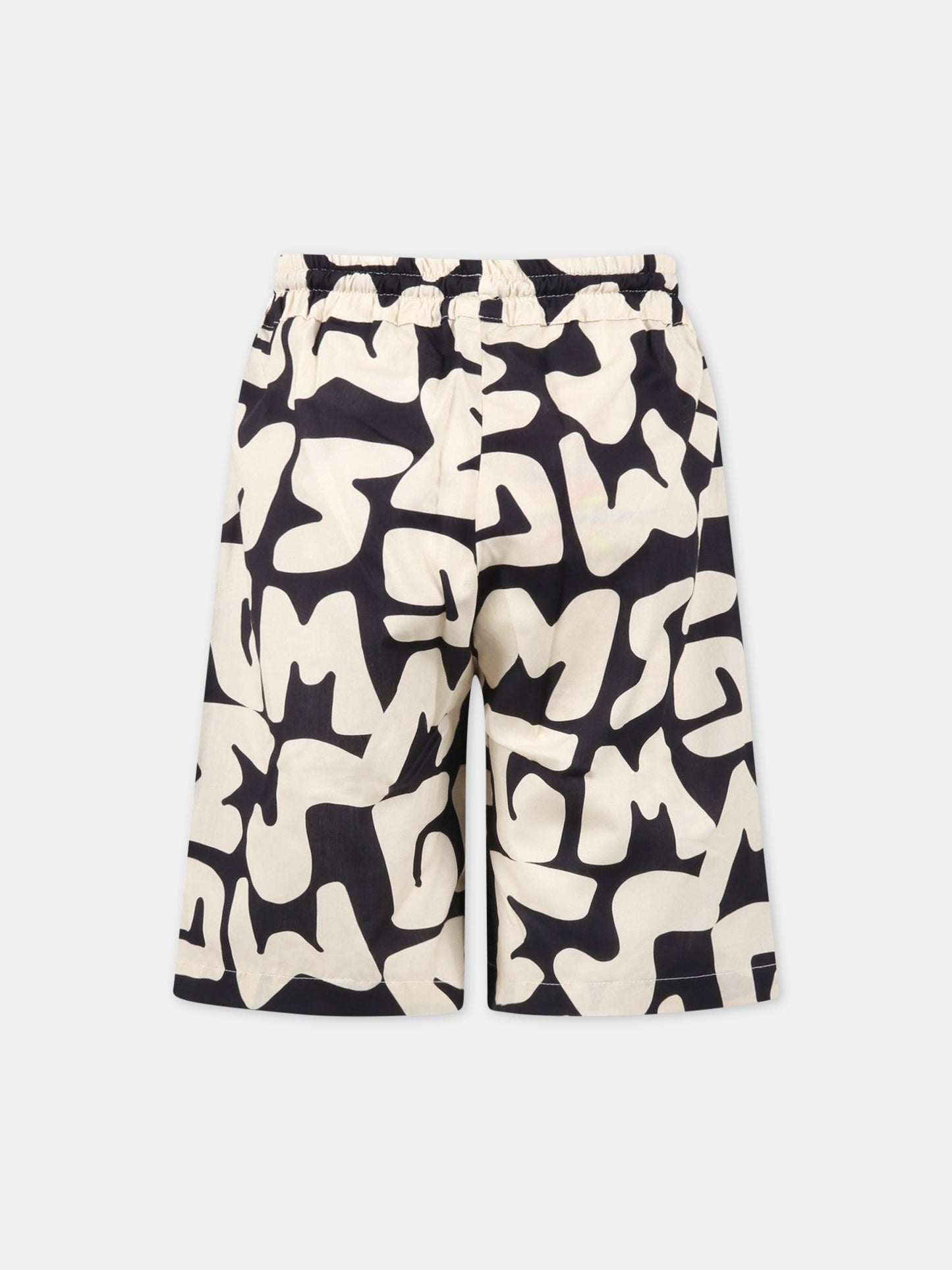 Shorts neri per bambino con logo avorio,Msgm Kids,MS029510 200