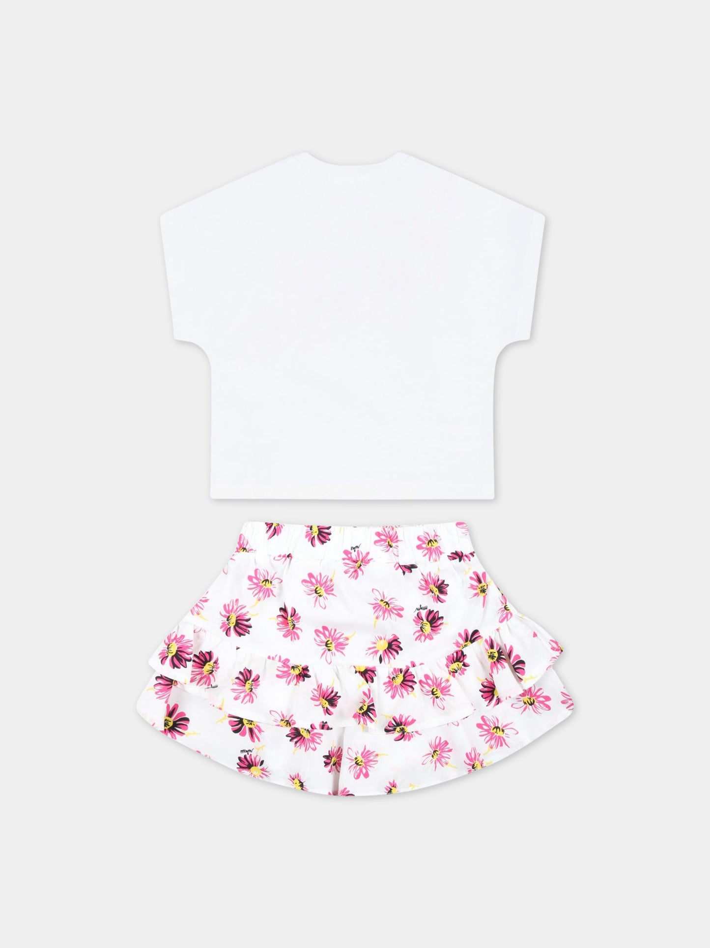 Completo bianco per neonata con logo fucsia,Msgm Kids,MS029387 001