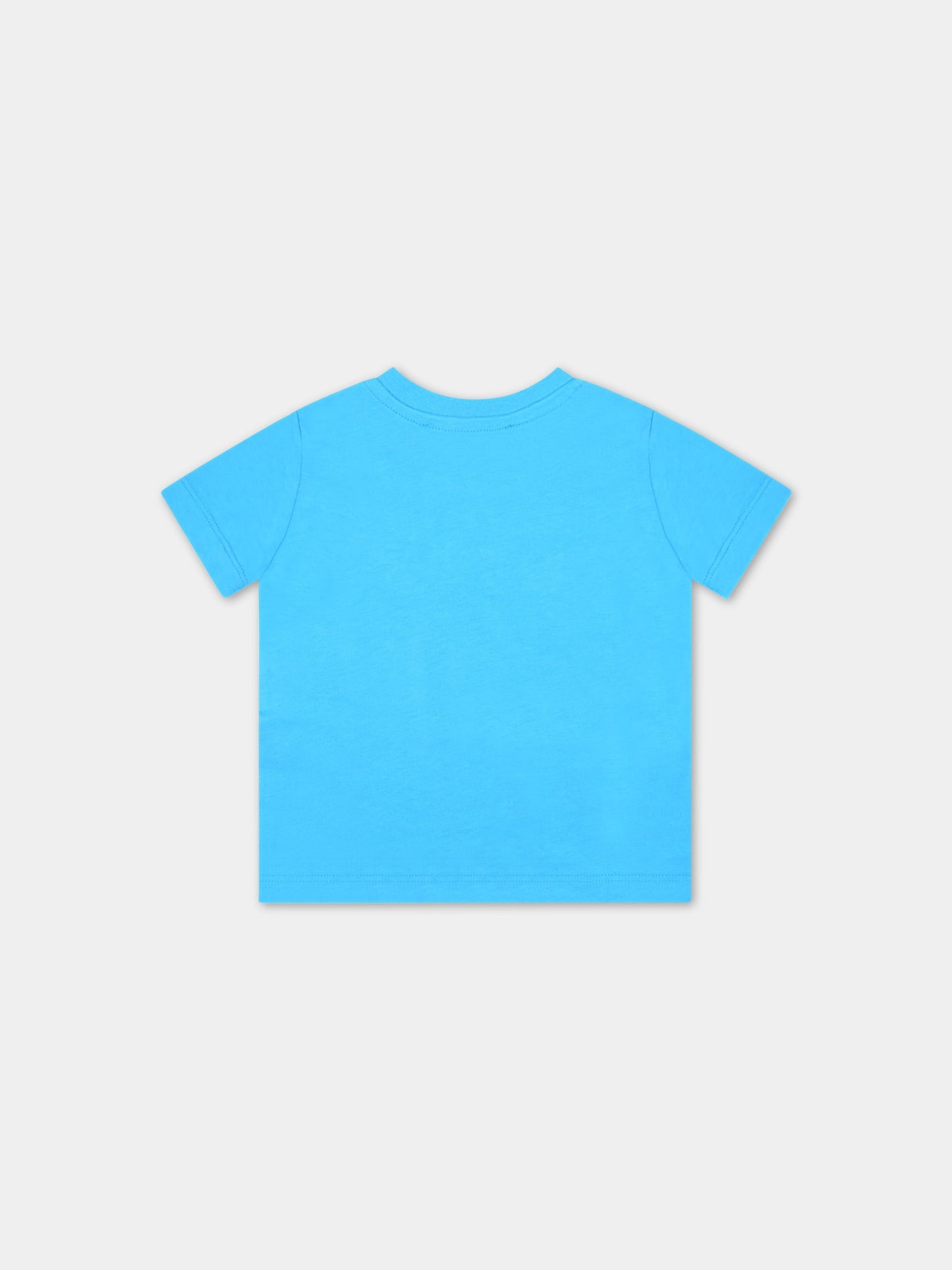 T-shirt azzurra per neonato con logo multicolor,Msgm Kids,MS029357 120