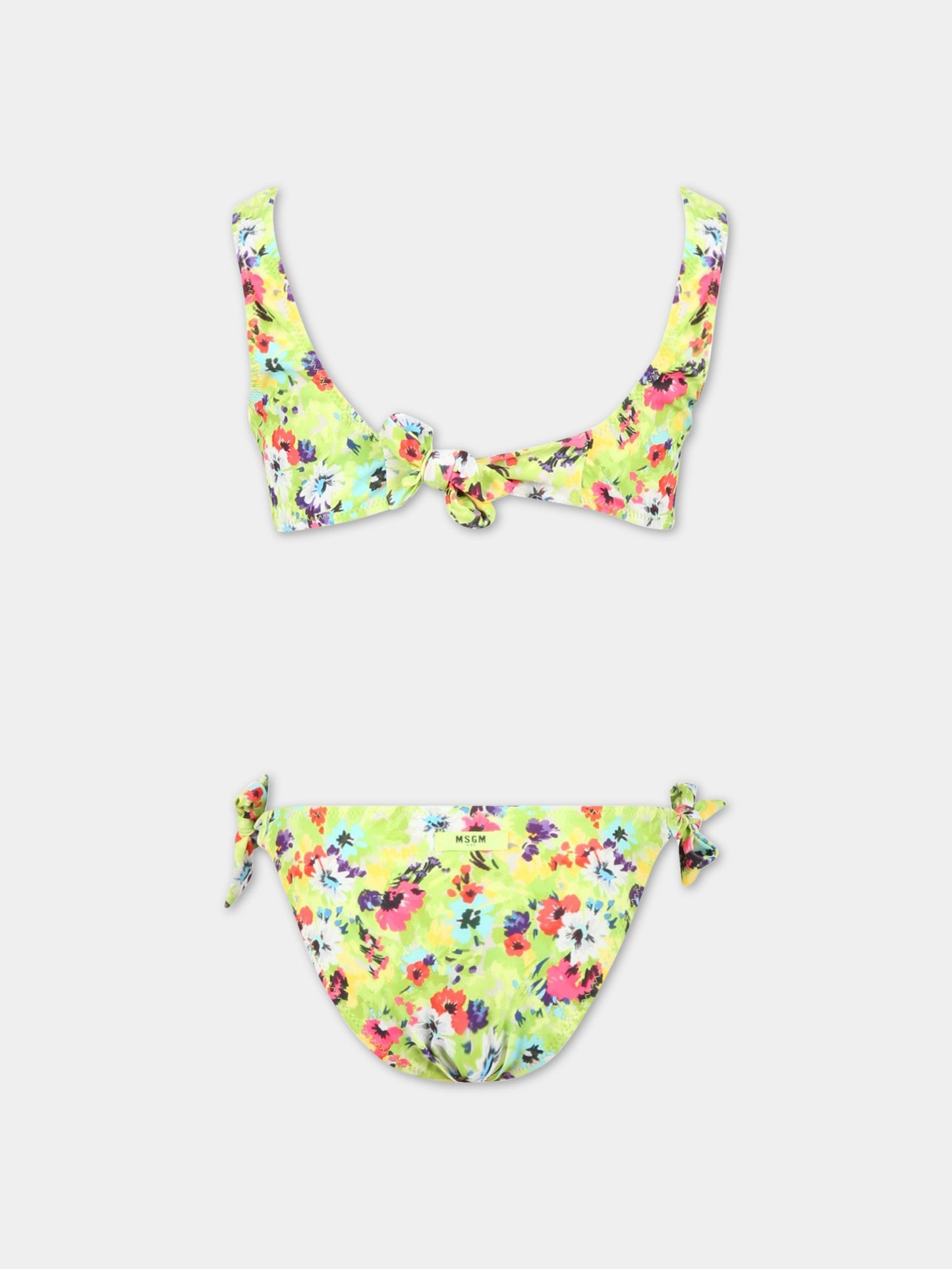 Bikini multicolor per bambina con stampa floreale,Msgm Kids,MS029353 200