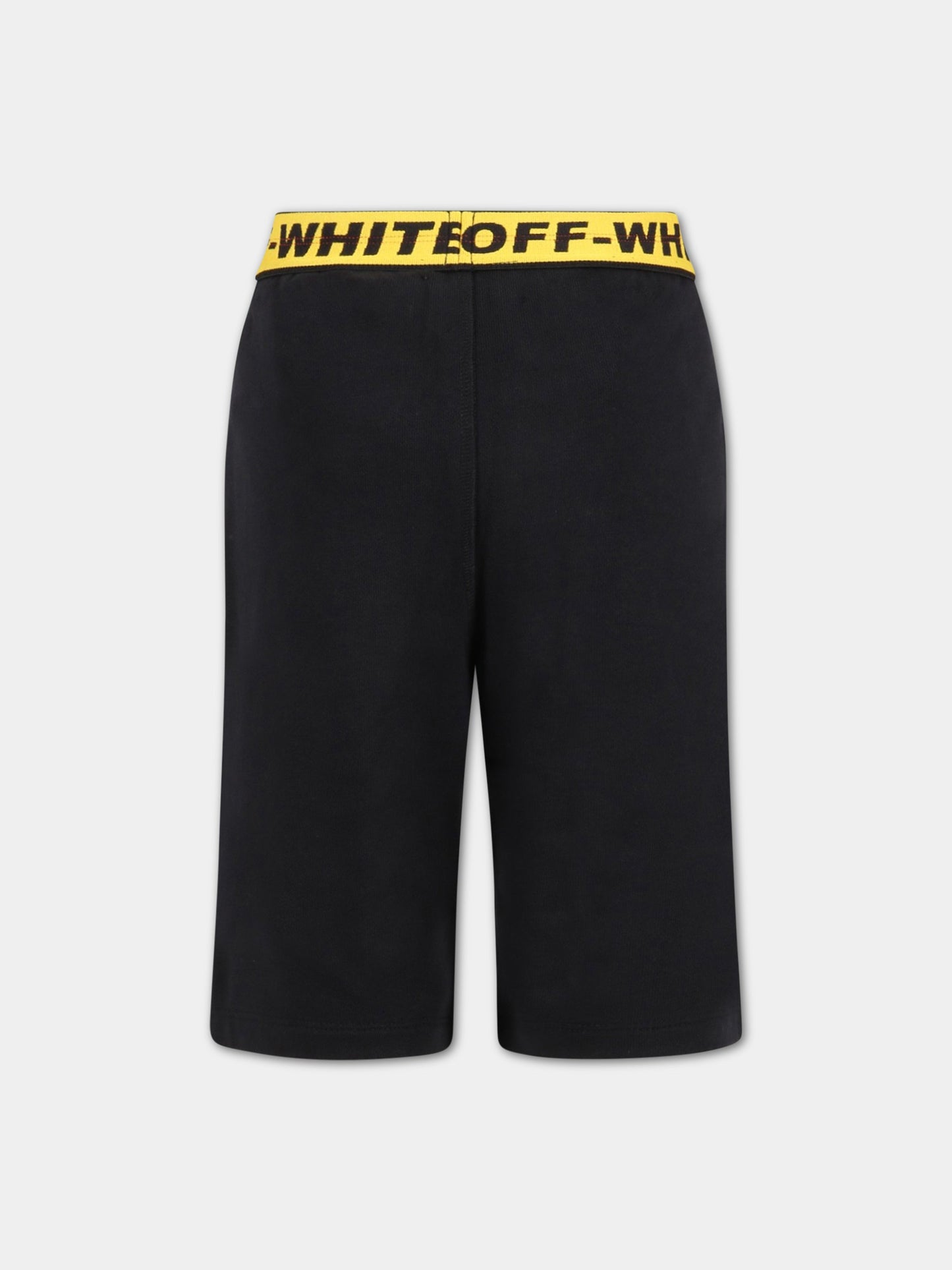 Shorts neri per bambini con logo bianco,Off White,OBCI003C99FLE0011018