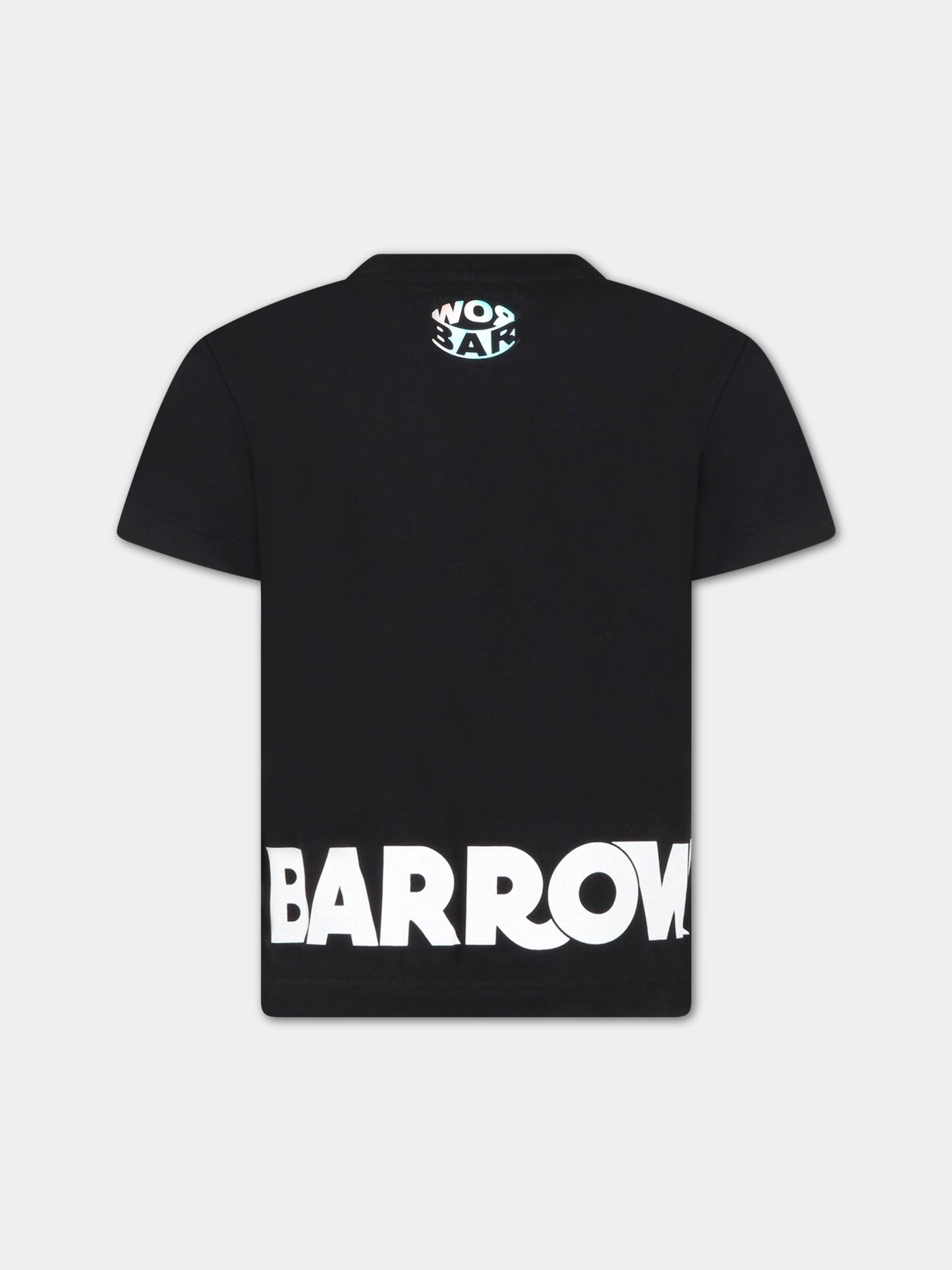 T-shirt nera per bambino con logo bianco,Barrow,033045 110
