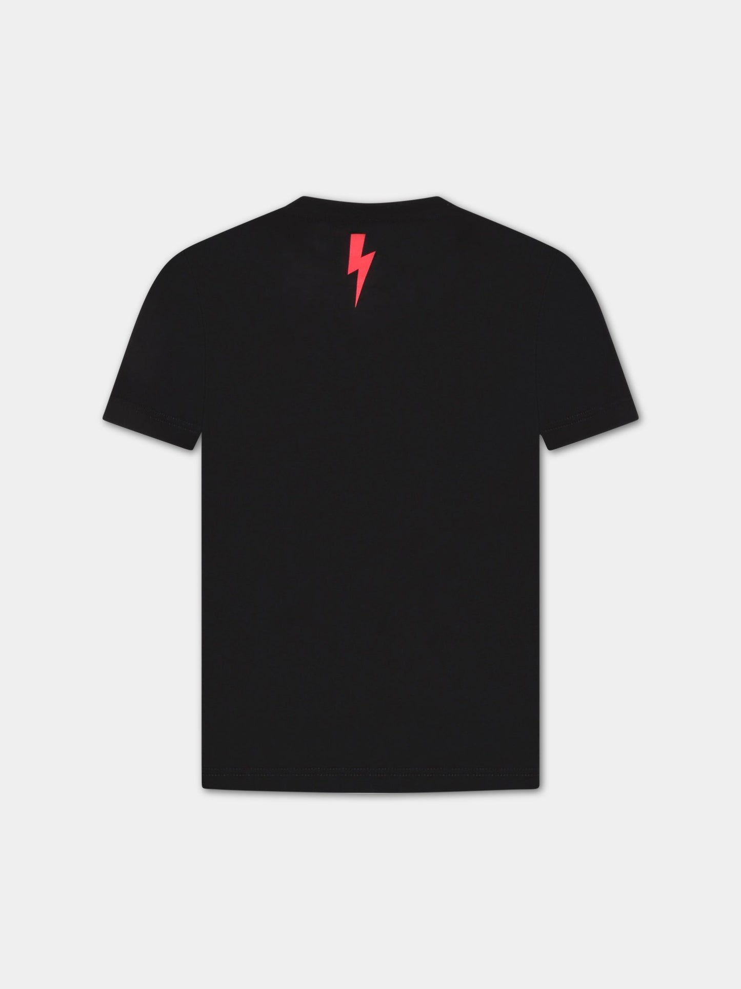 T-shirt nera per bambino con logo bianco e rosso,Neil Barrett Kids,033580 110