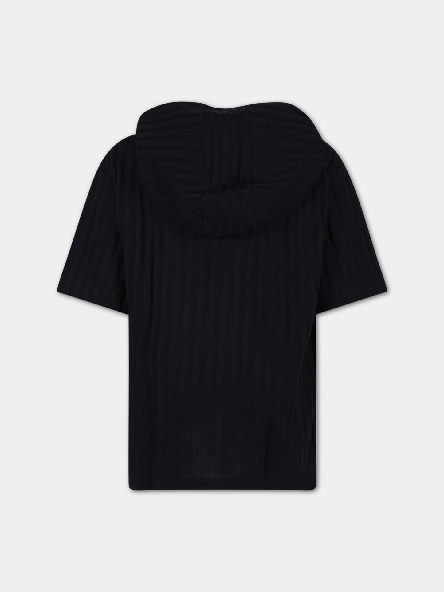 T-shirt nera per bambina con iconico aquilotto,Armani Junior,3R4TT8 1JGYZ 09J2