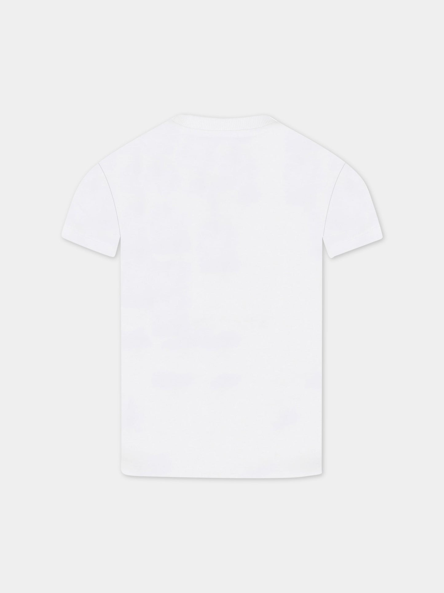 T-shirt bianca per bambini con logo e Teddy Bear,Moschino Kids,HNM03T LBA08 10101