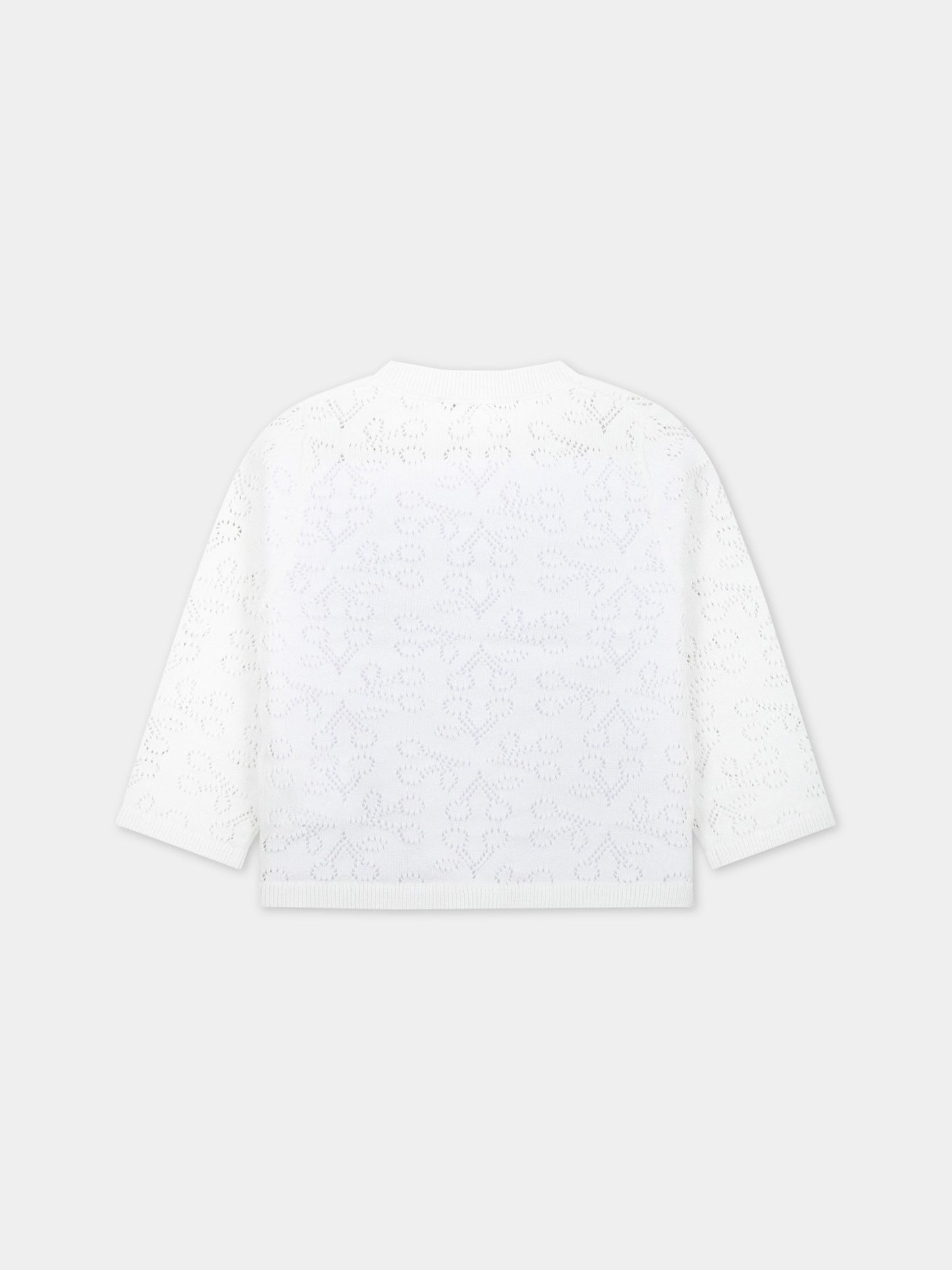 Cardigan avorio per neonata con iconiche ciliegie all-over,Bonpoint,S03XCAK00103 003