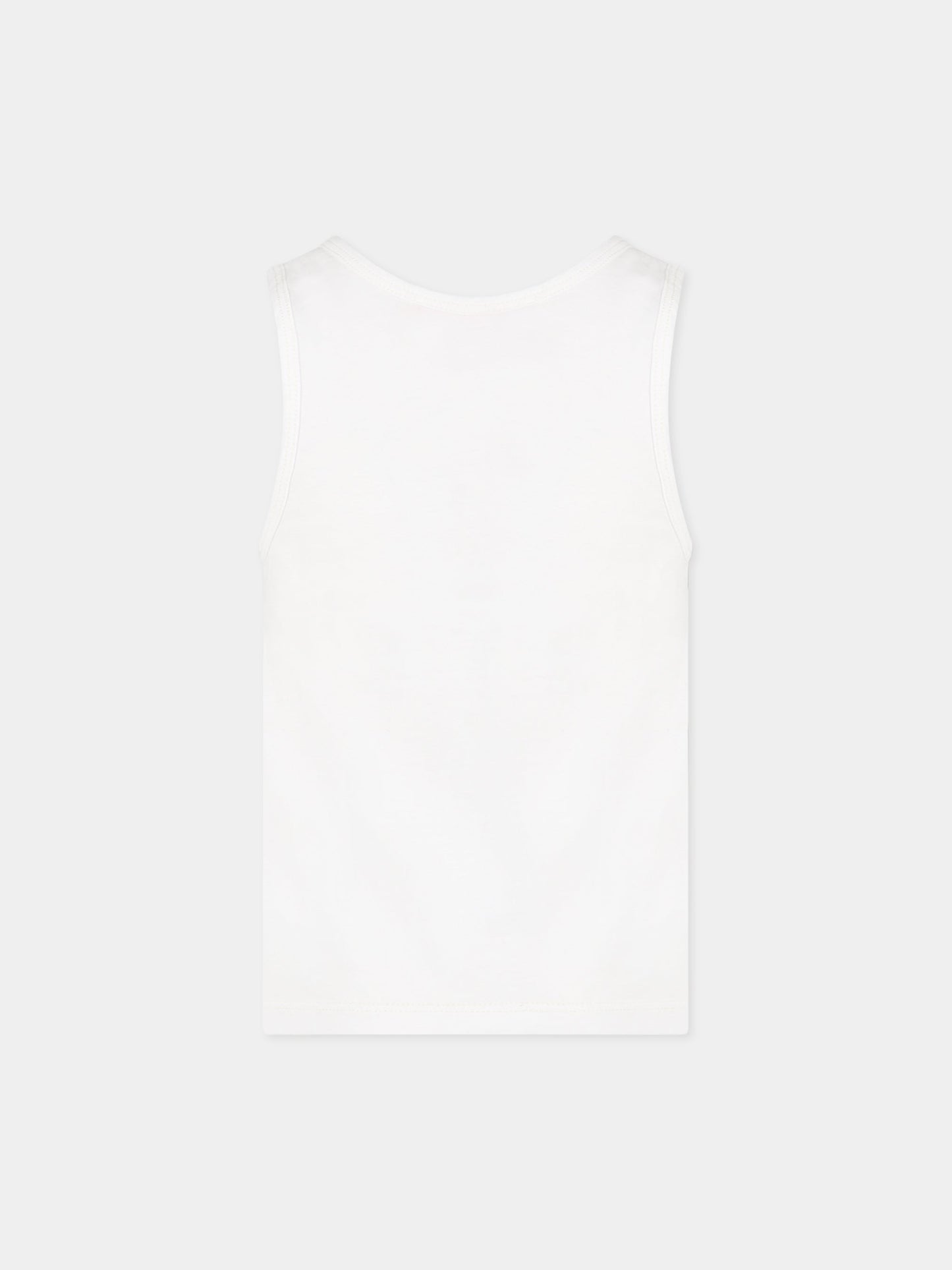 T-shirt bianca per bambini con stampa, logo e scritta Life is a playground ,Weekend House Kids,734