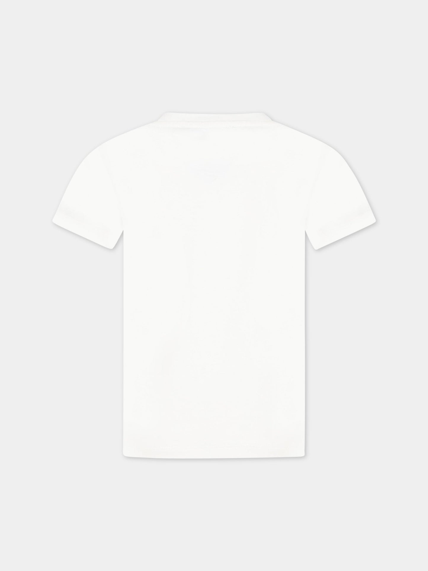 T-shirt bianca per bambino con logo nero,Versace,1000239 1A06516 6W790