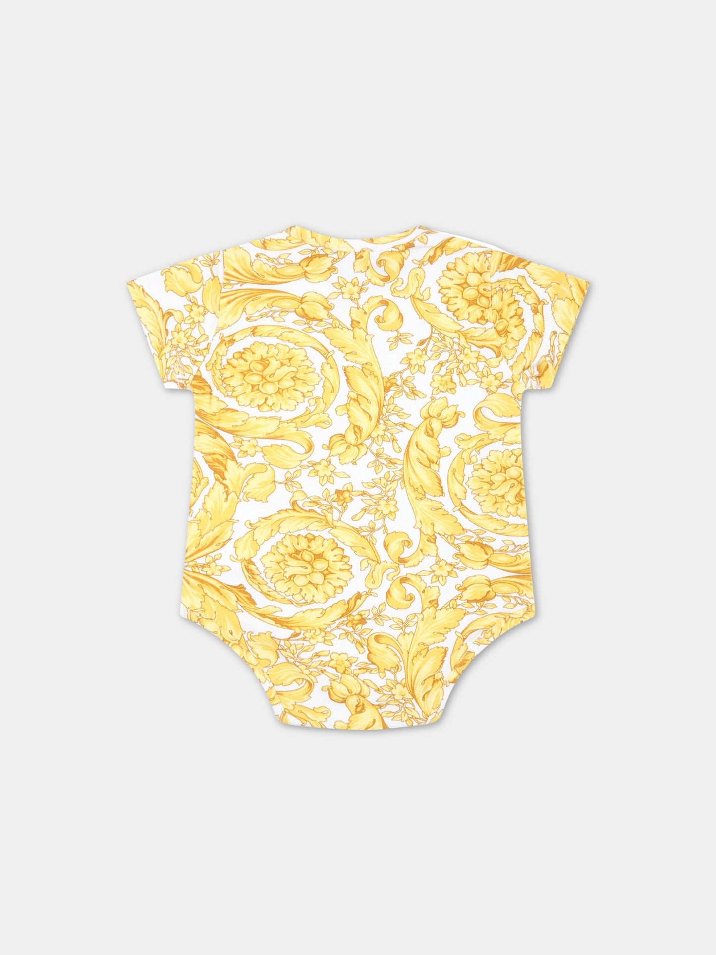 Body bianco per neonati con stampa Barocco,Versace,1001606 1A02420 5W050